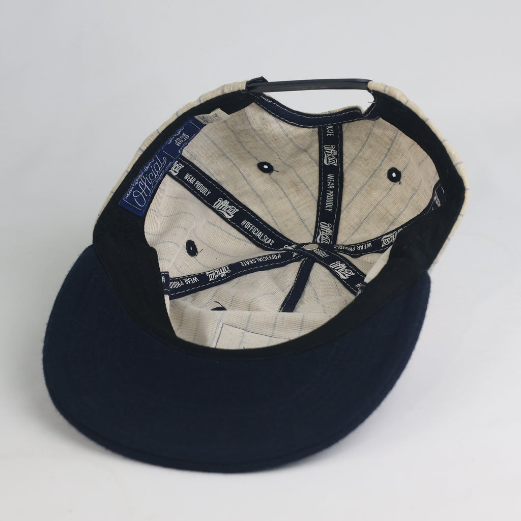 Thrifted Official Skate Jose Rojo Pinstripe Wool Visor Snapback Hat (Size 55–56 cm)  | 10853