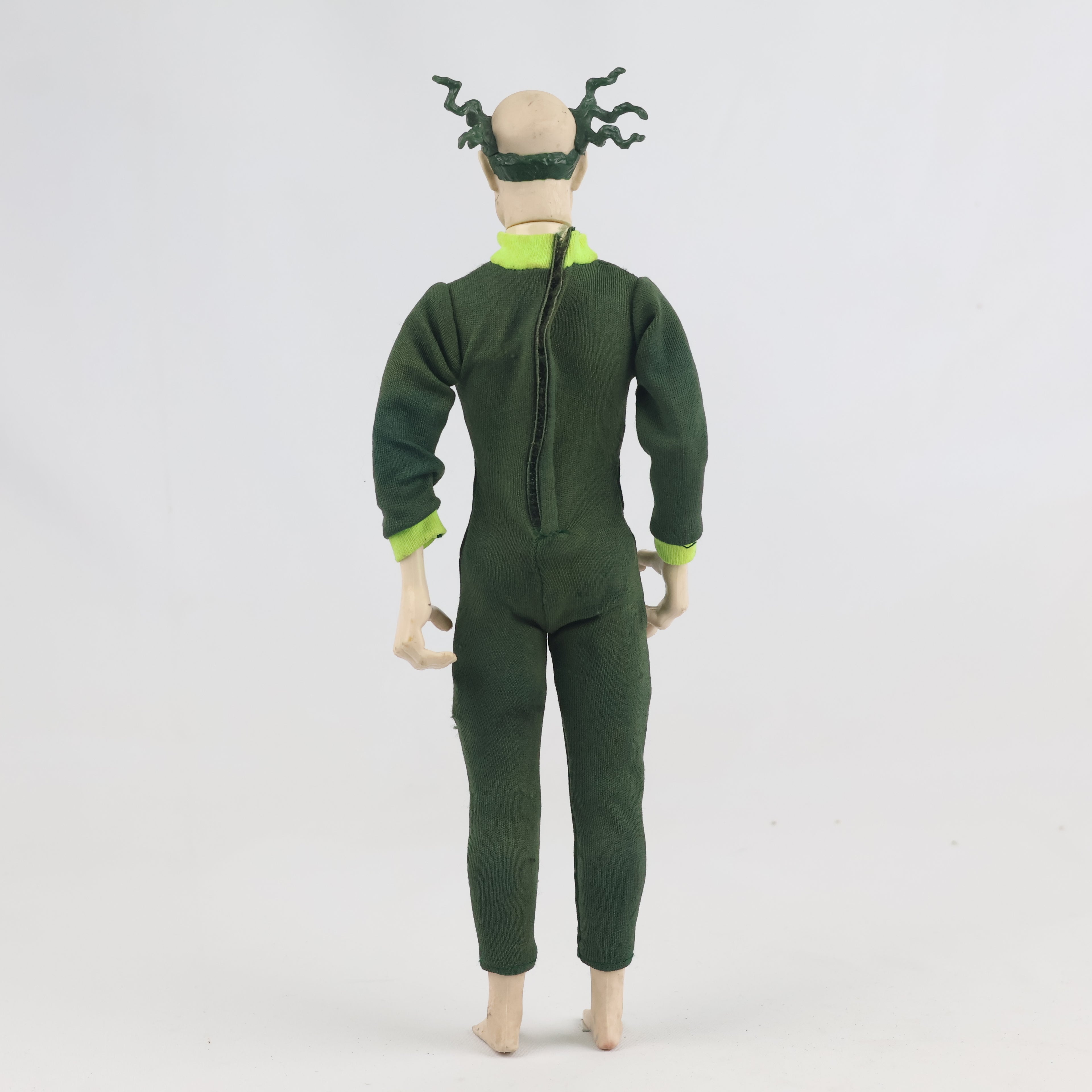 Vintage 1997 Hasbro Action Man Professor Dr. Gangrene 12-inch figure. - Thrifted Green Hair & Fabric Jumpsuit
