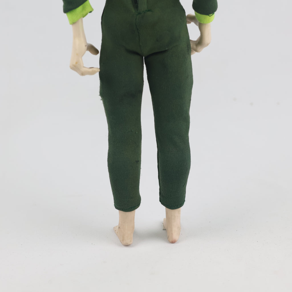Vintage 1997 Hasbro Action Man Professor Dr. Gangrene 12-inch figure. - Thrifted Green Hair & Fabric Jumpsuit