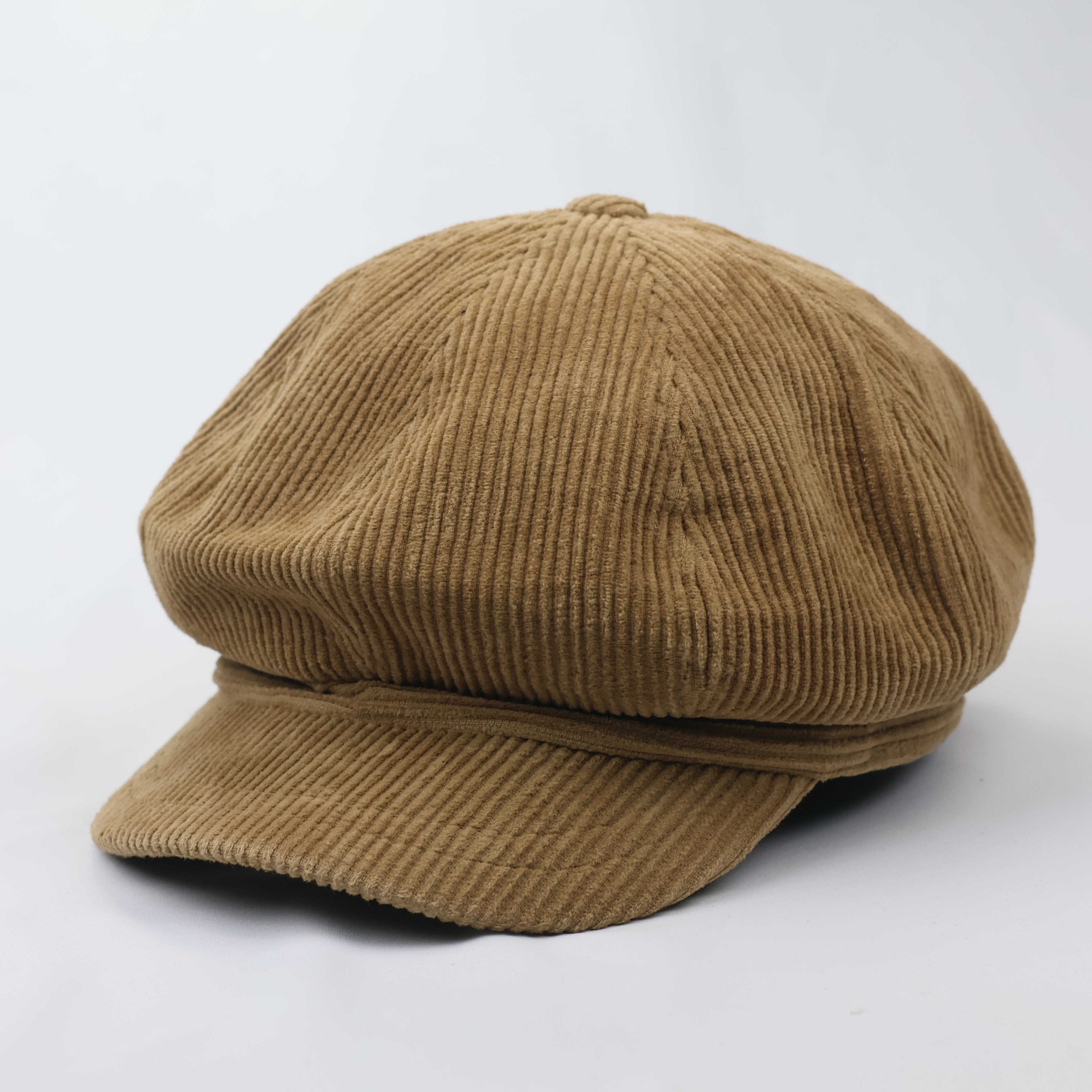 Vintage Corduroy Newsboy Cap - Brown Baker Boy Hat (56-58cm)