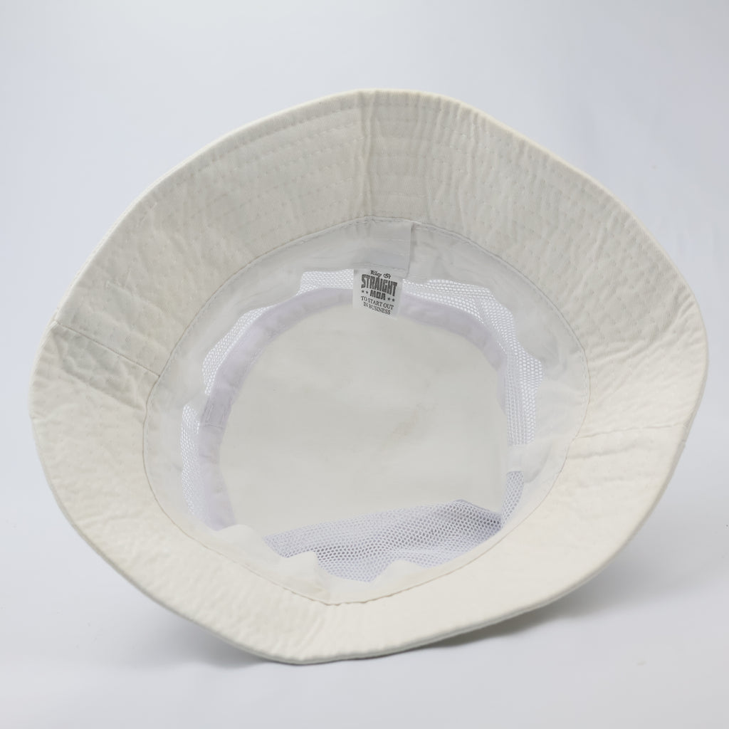 White Mesh Panel Bucket Hat - Breathable Summer Festival Cap