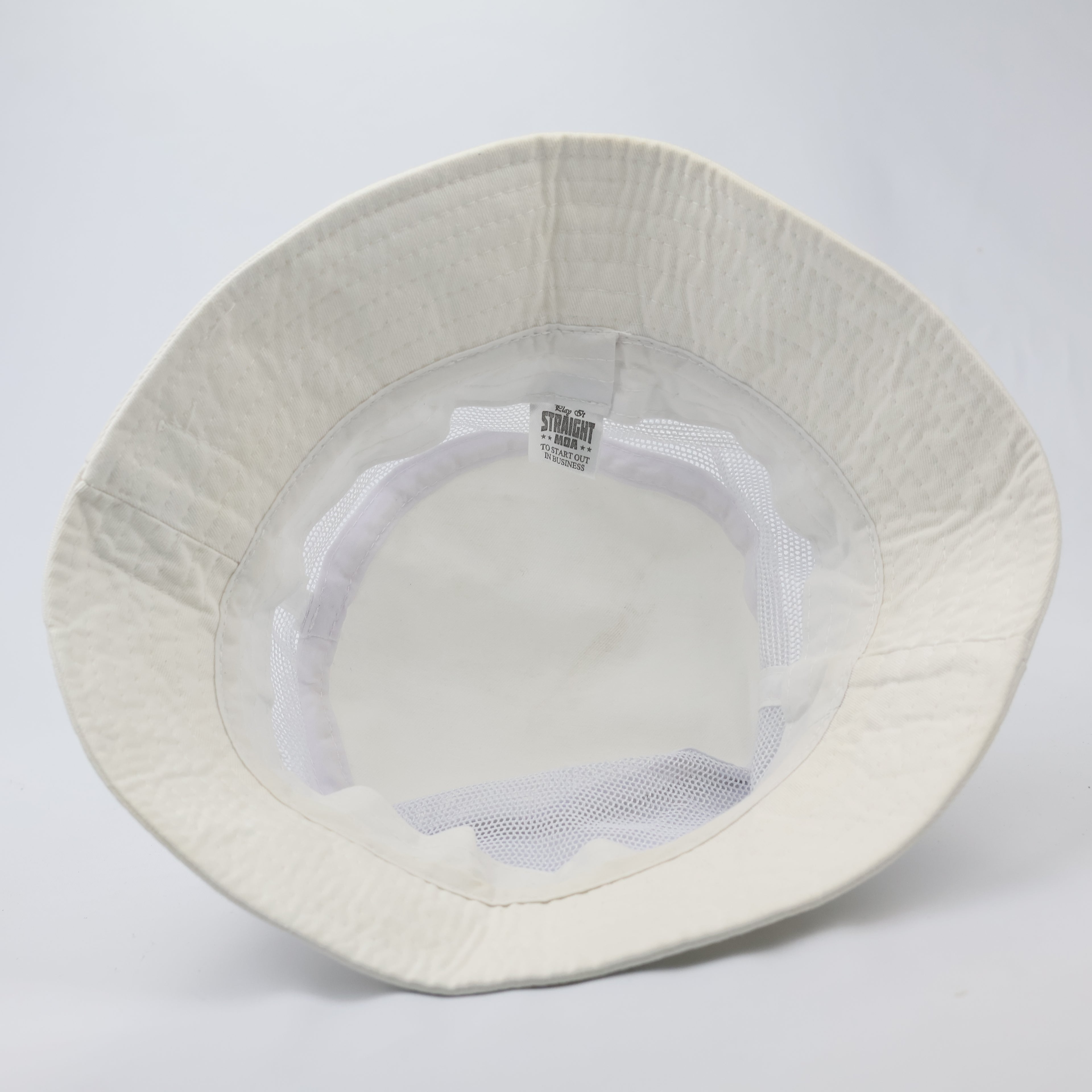 White Mesh Panel Bucket Hat - Breathable Summer Festival Cap