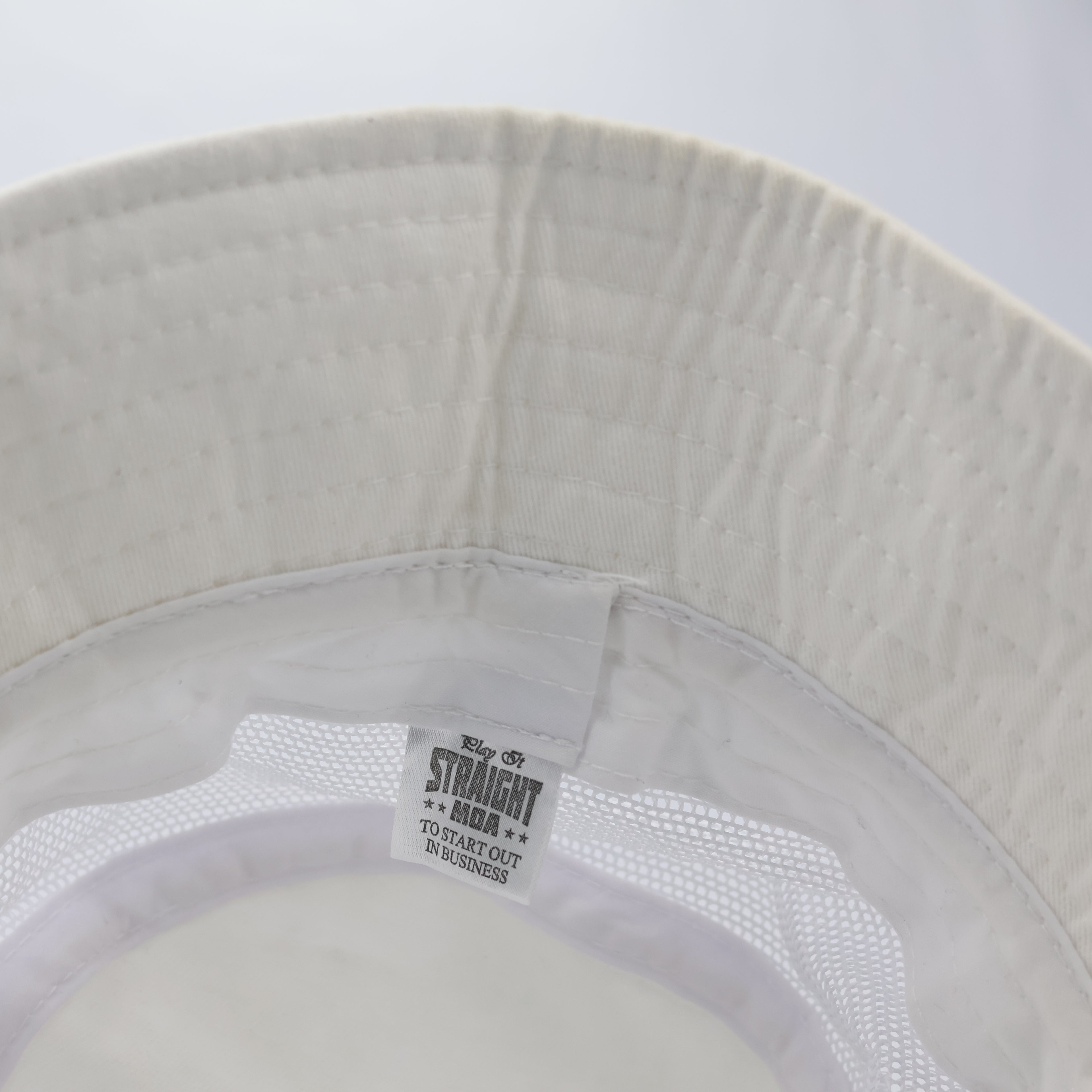White Mesh Panel Bucket Hat - Breathable Summer Festival Cap