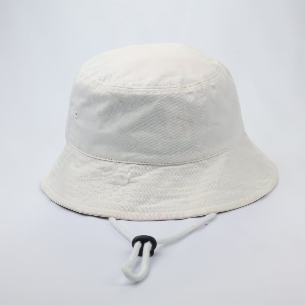 White Mesh Panel Bucket Hat - Breathable Summer Festival Cap