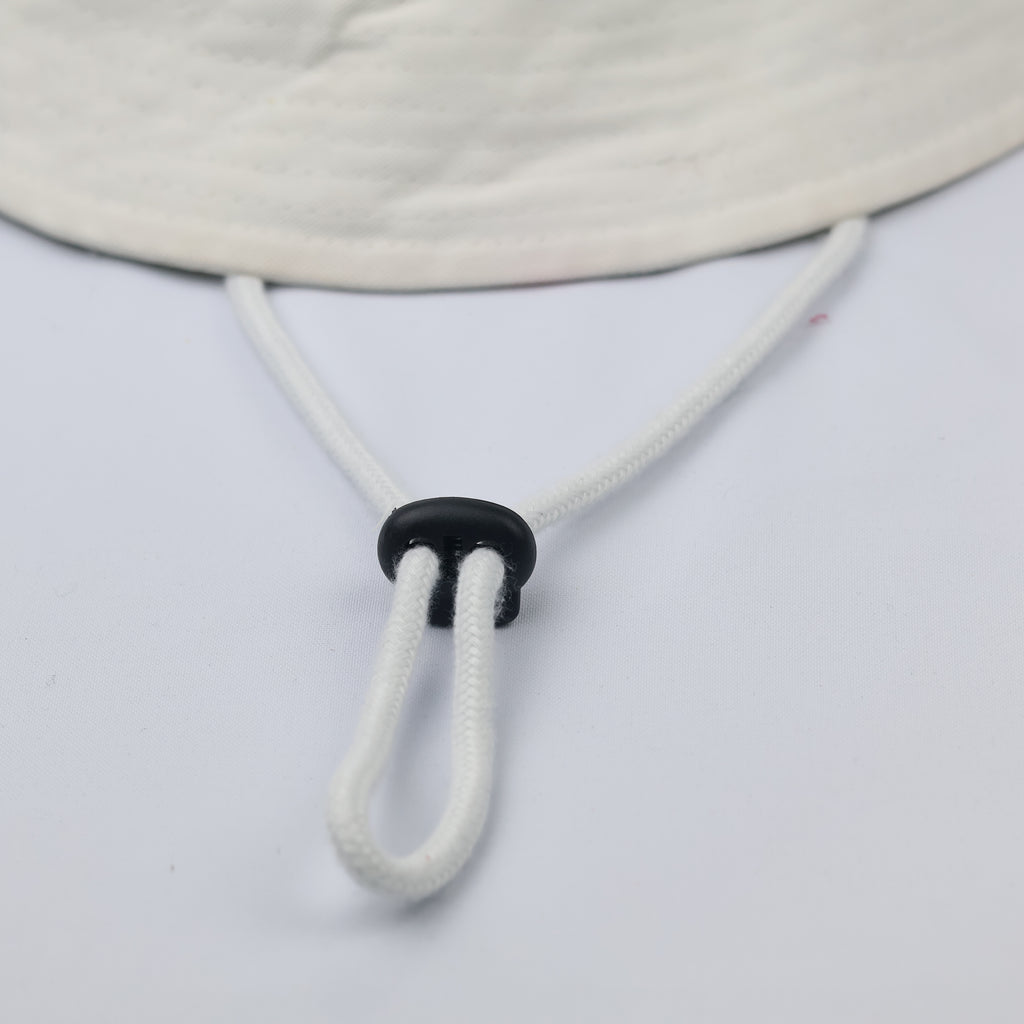 White Mesh Panel Bucket Hat - Breathable Summer Festival Cap