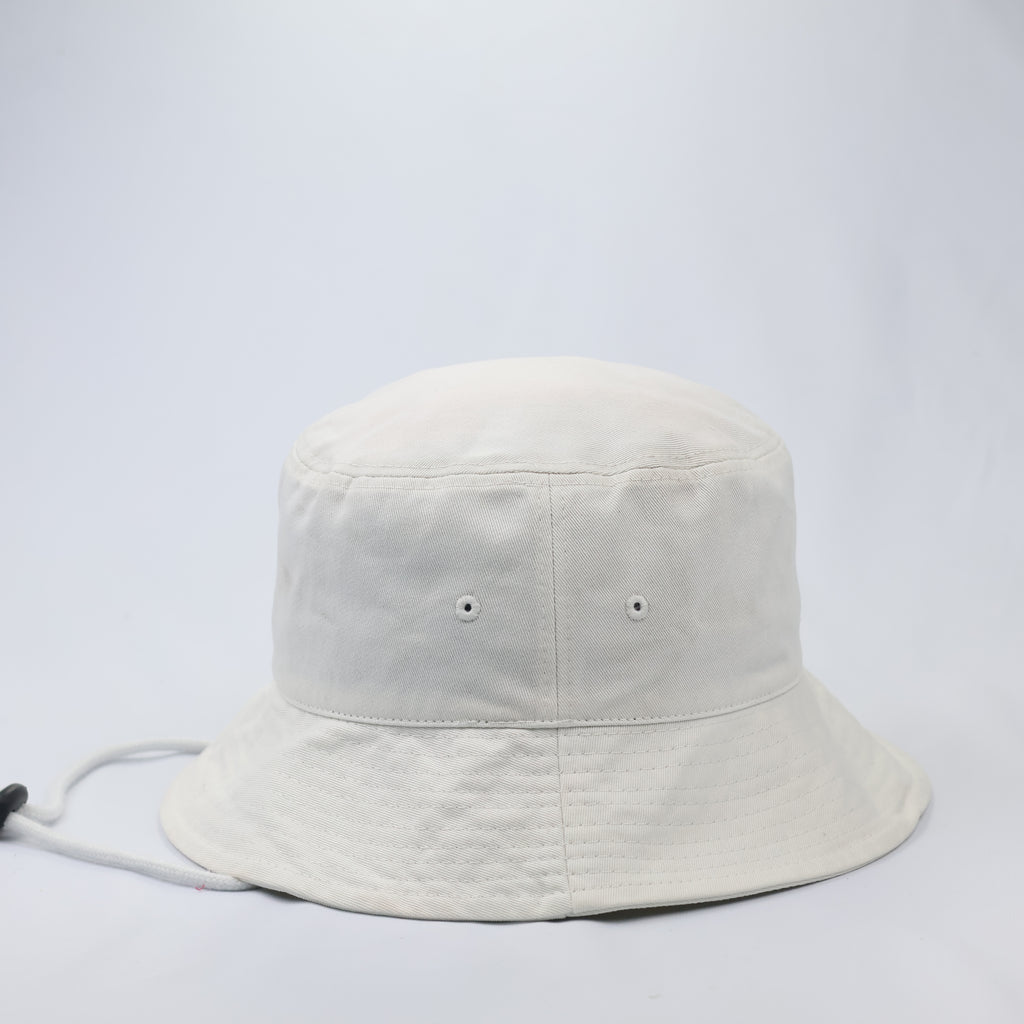 White Mesh Panel Bucket Hat - Breathable Summer Festival Cap
