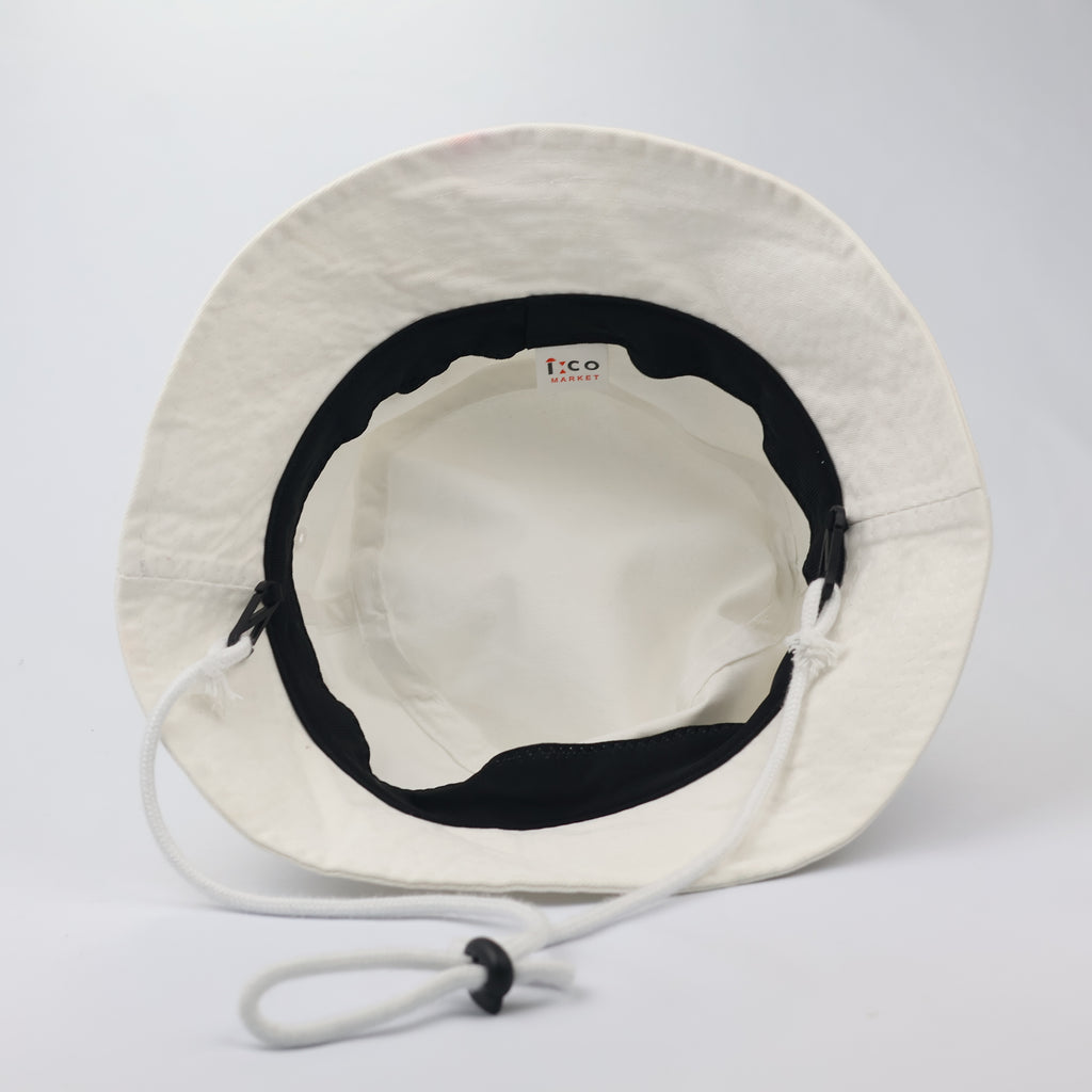 White Mesh Panel Bucket Hat - Breathable Summer Festival Cap