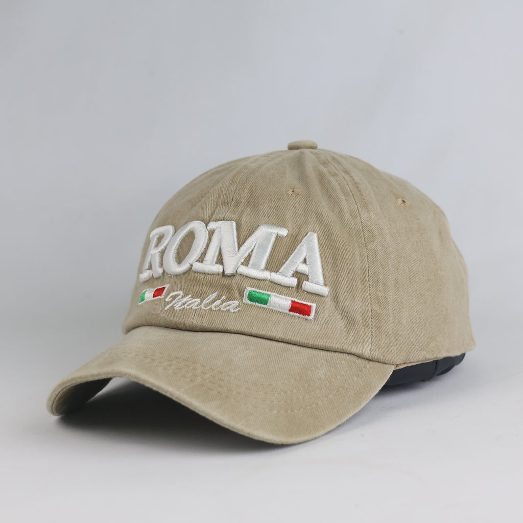 Thrifted Vintage Washed Tan "ROMA Italia" Dad Hat Cap  (Size 57–59 cm) | 10830