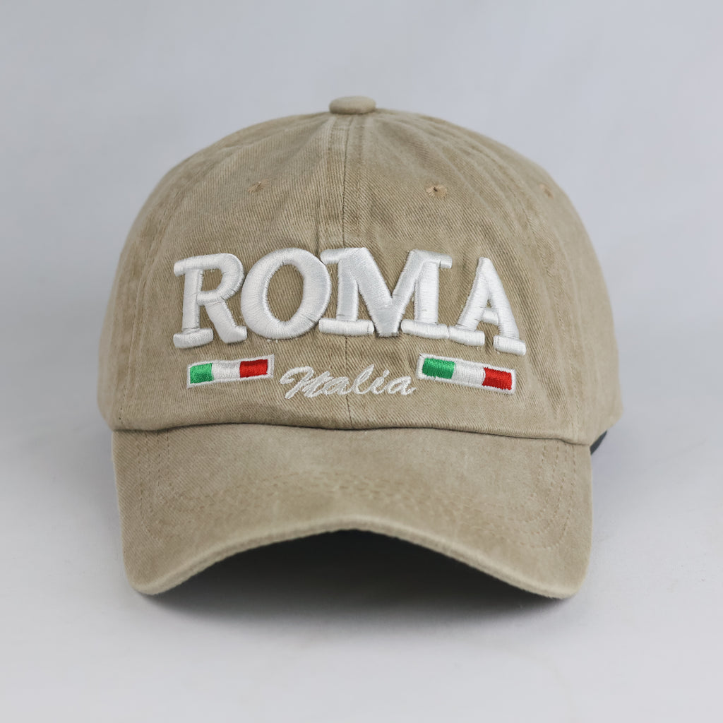 Thrifted Vintage Washed Tan "ROMA Italia" Dad Hat Cap  (Size 57–59 cm) | 10830