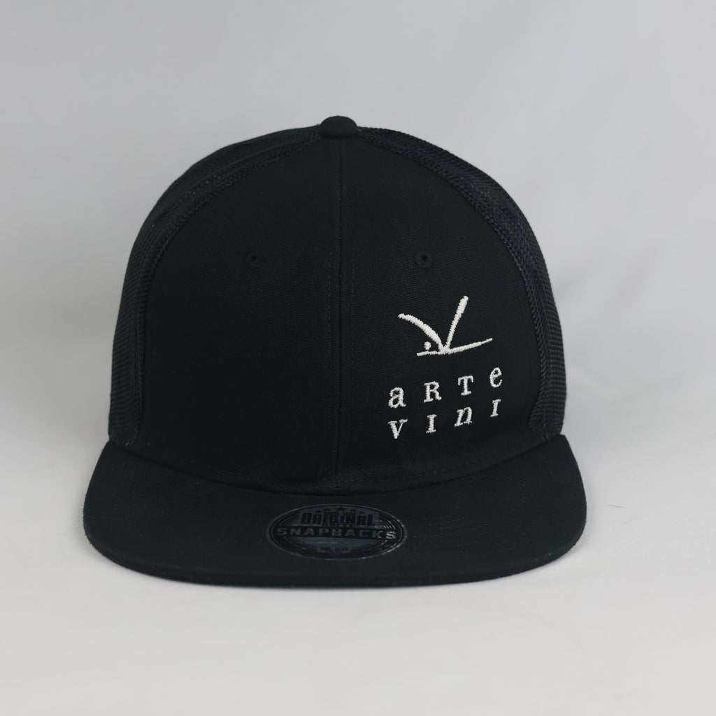 Thrifted Cofee Arte Vini Black Cotton Mesh Flat Brim Snapback (Size 57–59 cm) | 10855