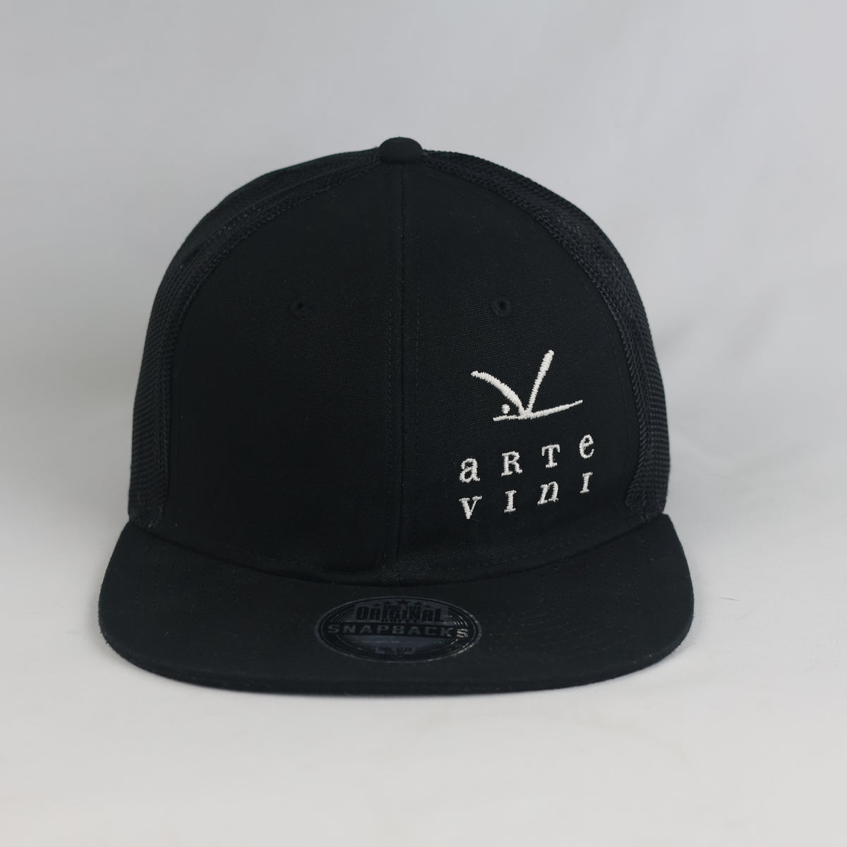 Thrifted Cofee Arte Vini Black Cotton Mesh Flat Brim Snapback (Size 57–59 cm) | 10855