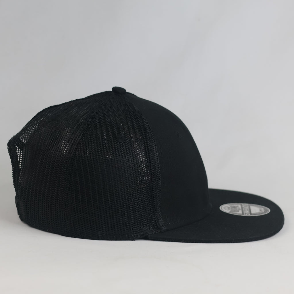 Thrifted Cofee Arte Vini Black Cotton Mesh Flat Brim Snapback (Size 57–59 cm) | 10855
