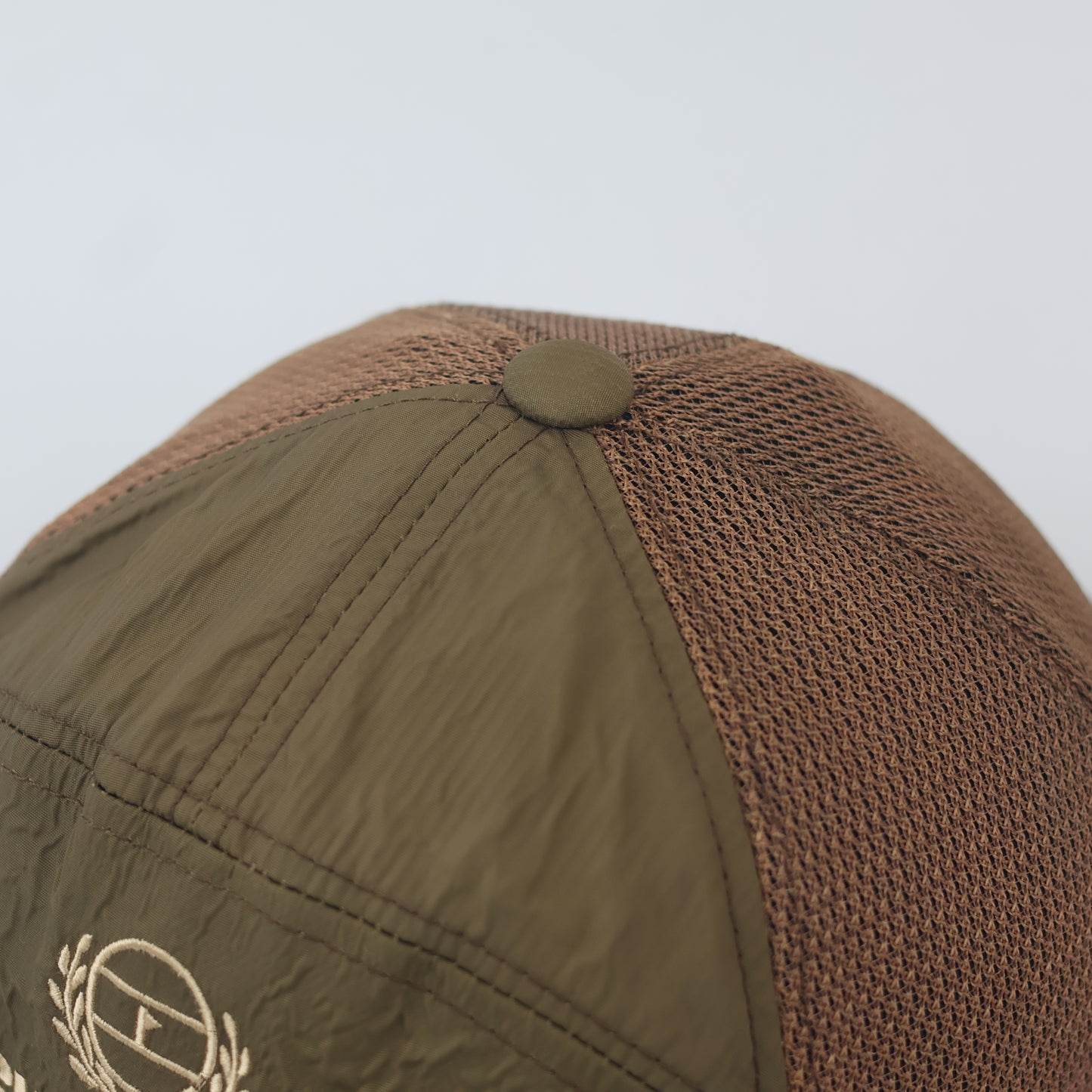 Superior Classic Premium Mesh Back Thrifted Trucker Hat - Earth Tone Brown & Olive
