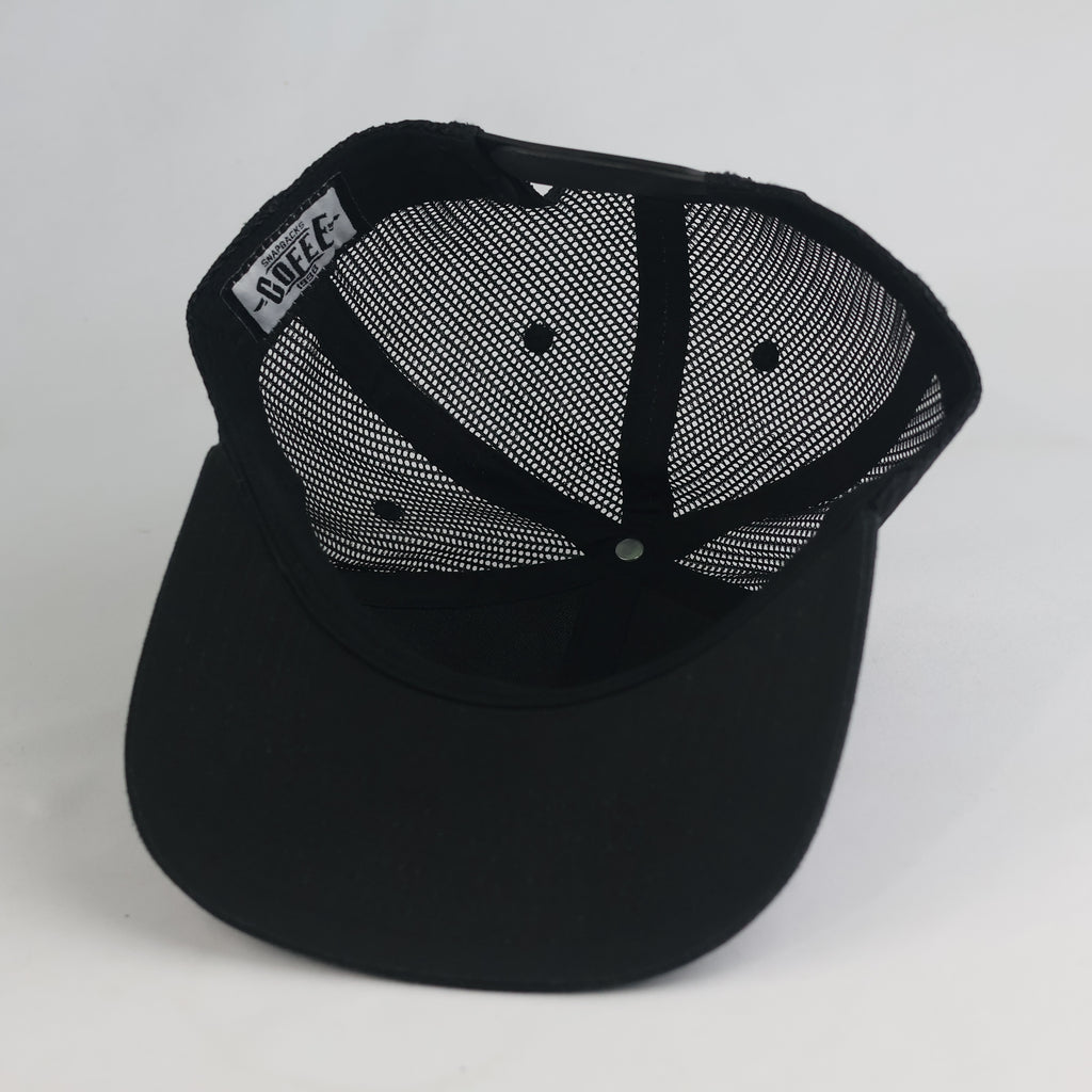 Thrifted Cofee Arte Vini Black Cotton Mesh Flat Brim Snapback (Size 57–59 cm) | 10855