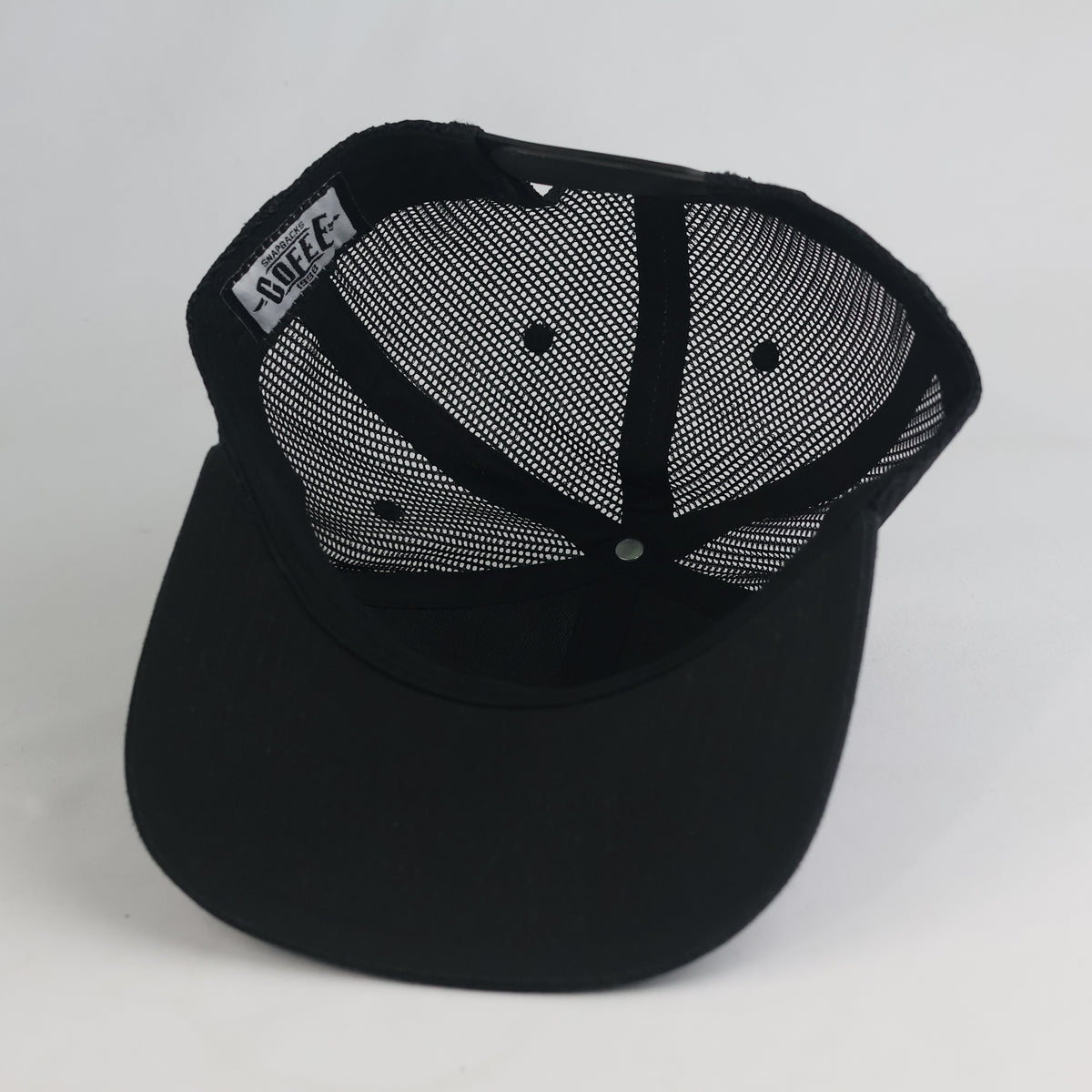Thrifted Cofee Arte Vini Black Cotton Mesh Flat Brim Snapback (Size 57–59 cm) | 10855