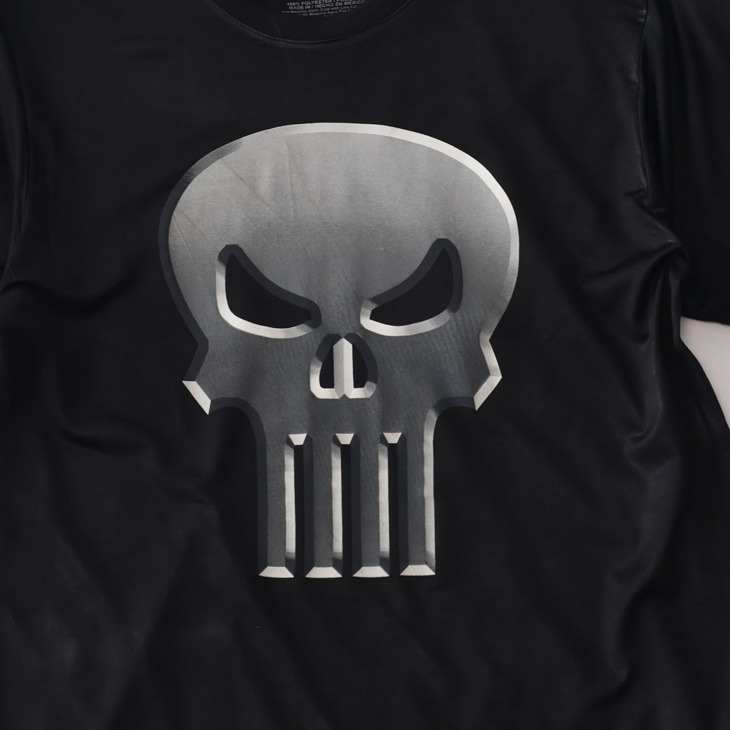 Marvel The Punisher Metallic Skull Logo T-Shirt - Black Medium