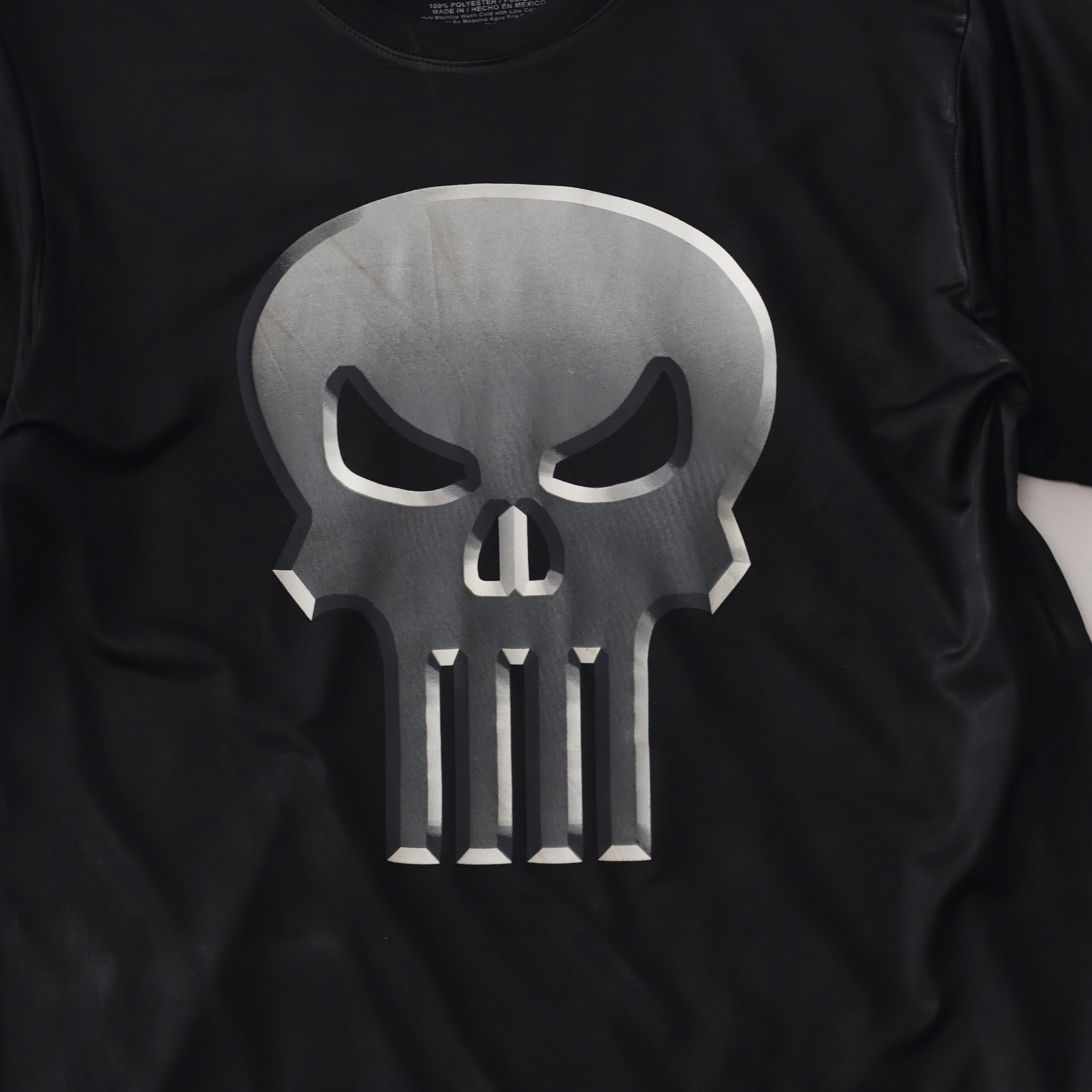 Marvel The Punisher Metallic Skull Logo T-Shirt - Black Medium