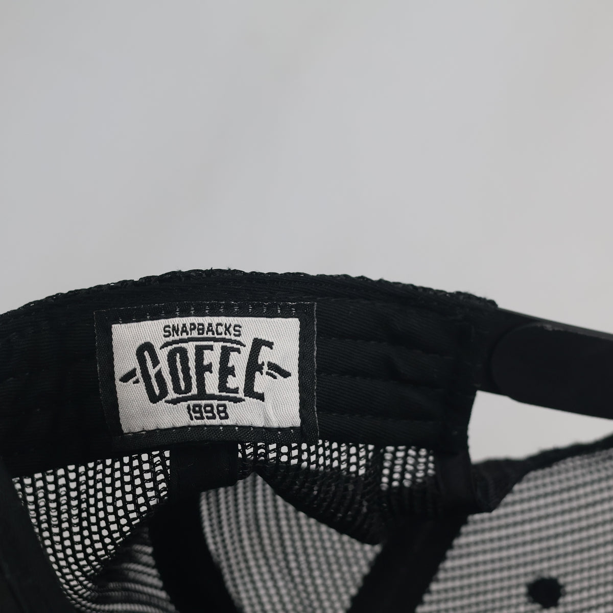 Thrifted Cofee Arte Vini Black Cotton Mesh Flat Brim Snapback (Size 57–59 cm) | 10855
