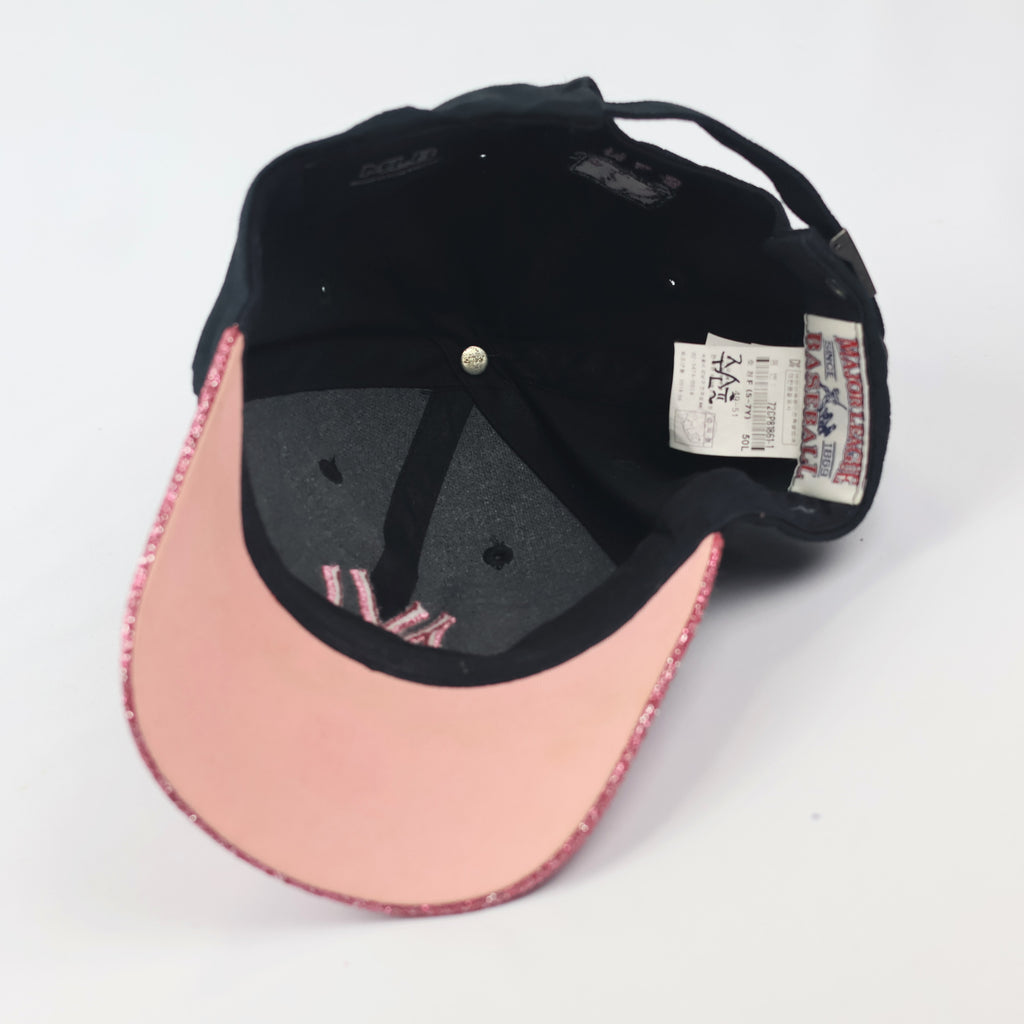 MLB Korea Kids NY Yankees Baseball Thrifted Cap - Pink Glitter Brim Edition