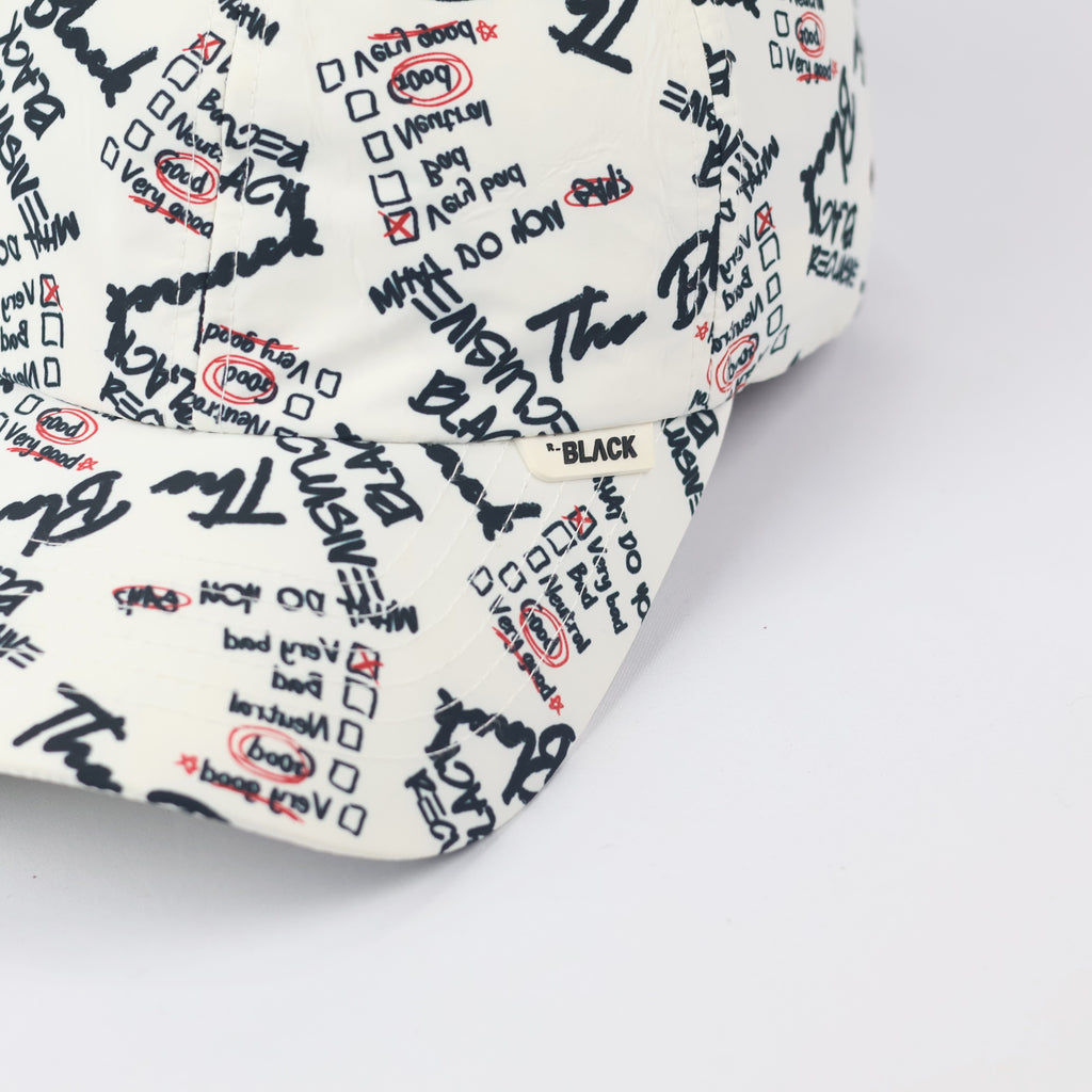 B.Reclusive Graffiti Print Baseball Thrifted Cap - Trendy White & Black Streetwear Hat