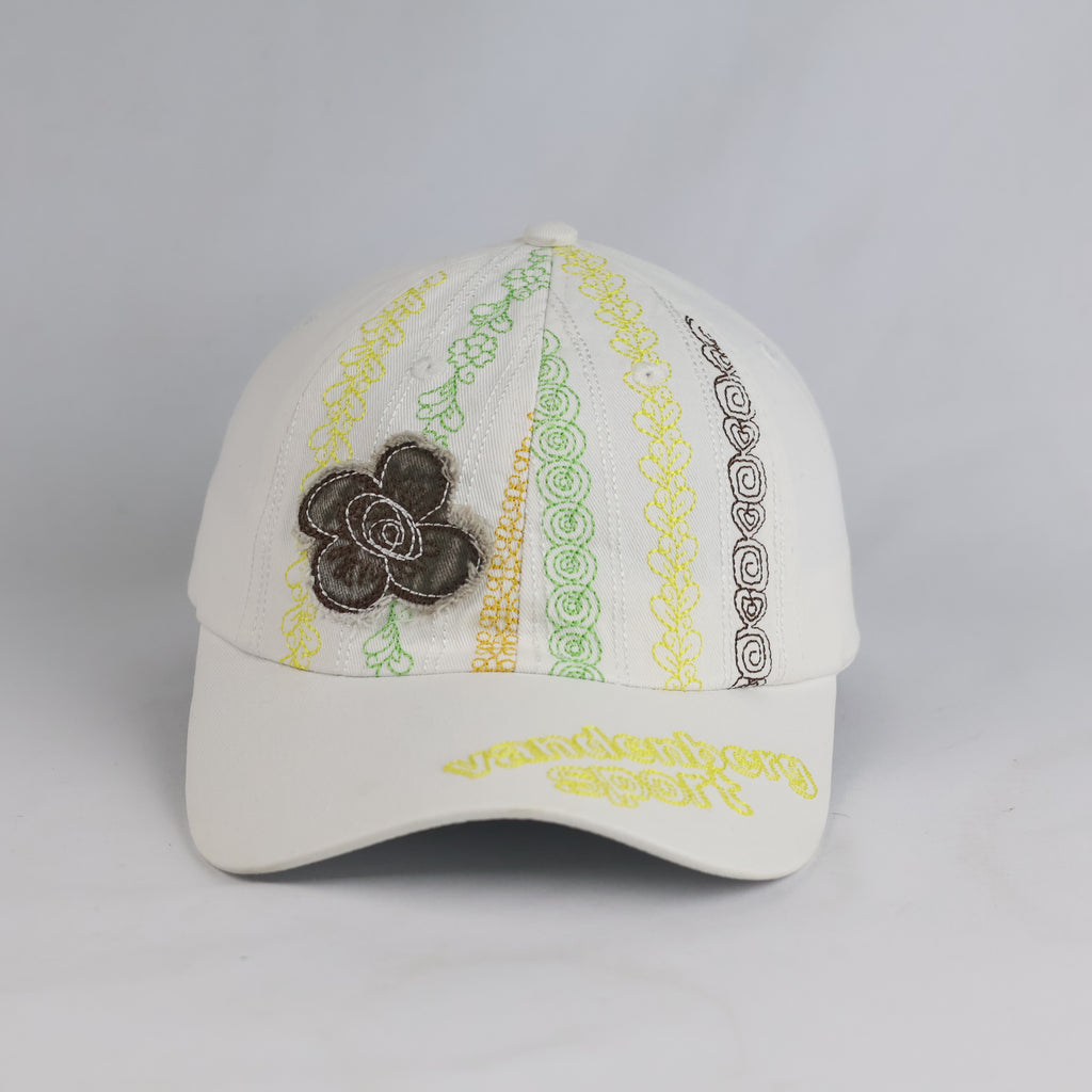 Thrifted Vandenberg Sport White Floral Embroidery Cotton Cap (Size 56–57 cm) |10857