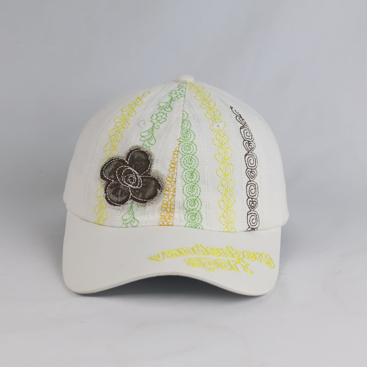 Thrifted Vandenberg Sport White Floral Embroidery Cotton Cap (Size 56–57 cm) |10857