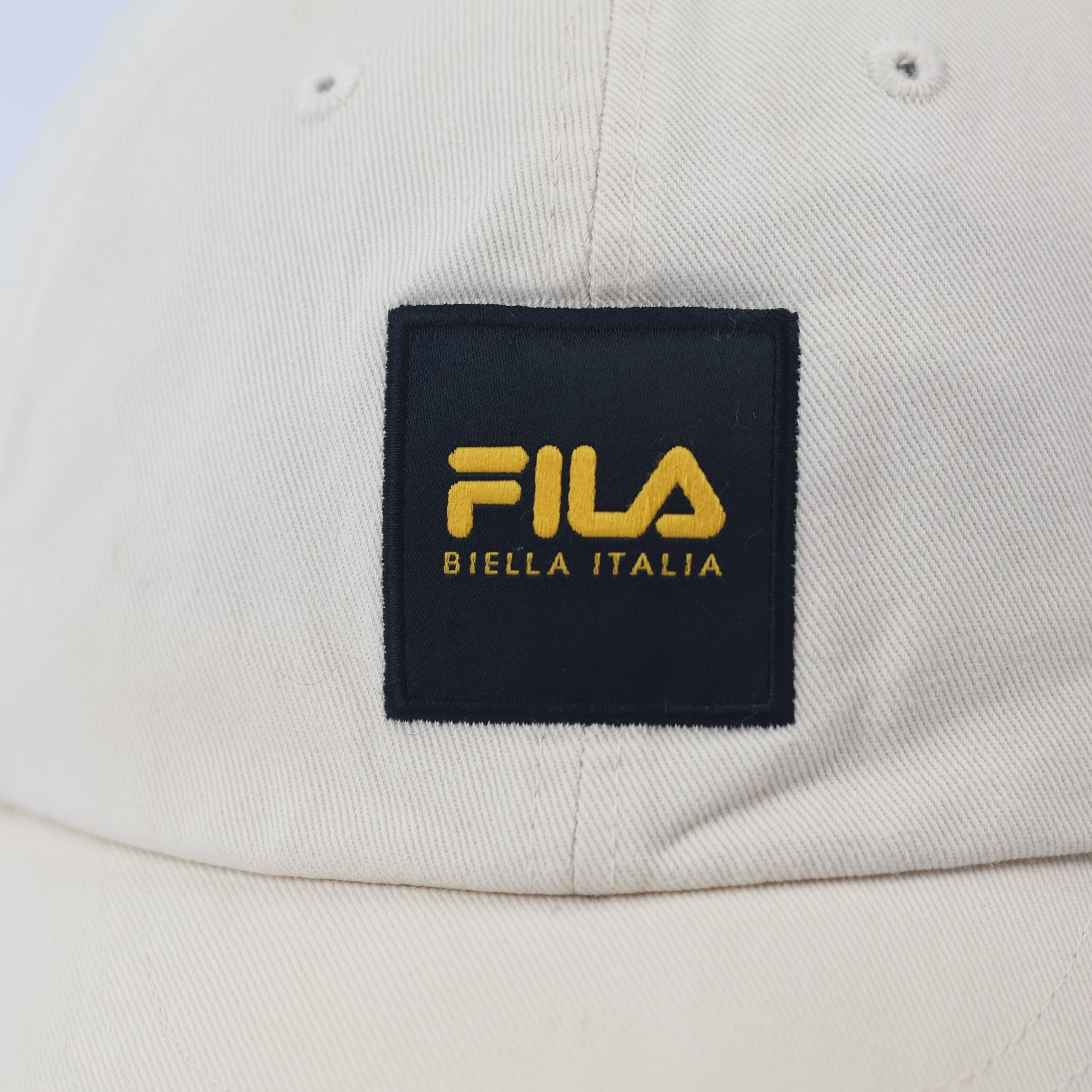 FILA Biella Italia Heritage Patch Thrifted Cap - Classic Cream Unisex Baseball Hat