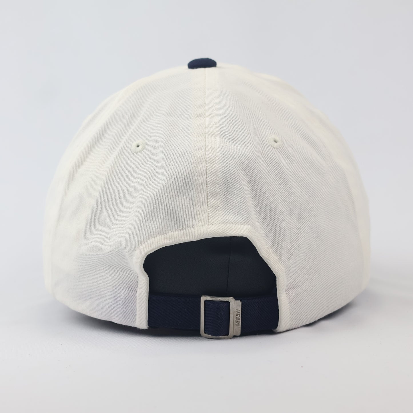 Official NERDY "Great Deals" Baseball  Thrifted Cap - Cream & Navy Unisex Dad Hat