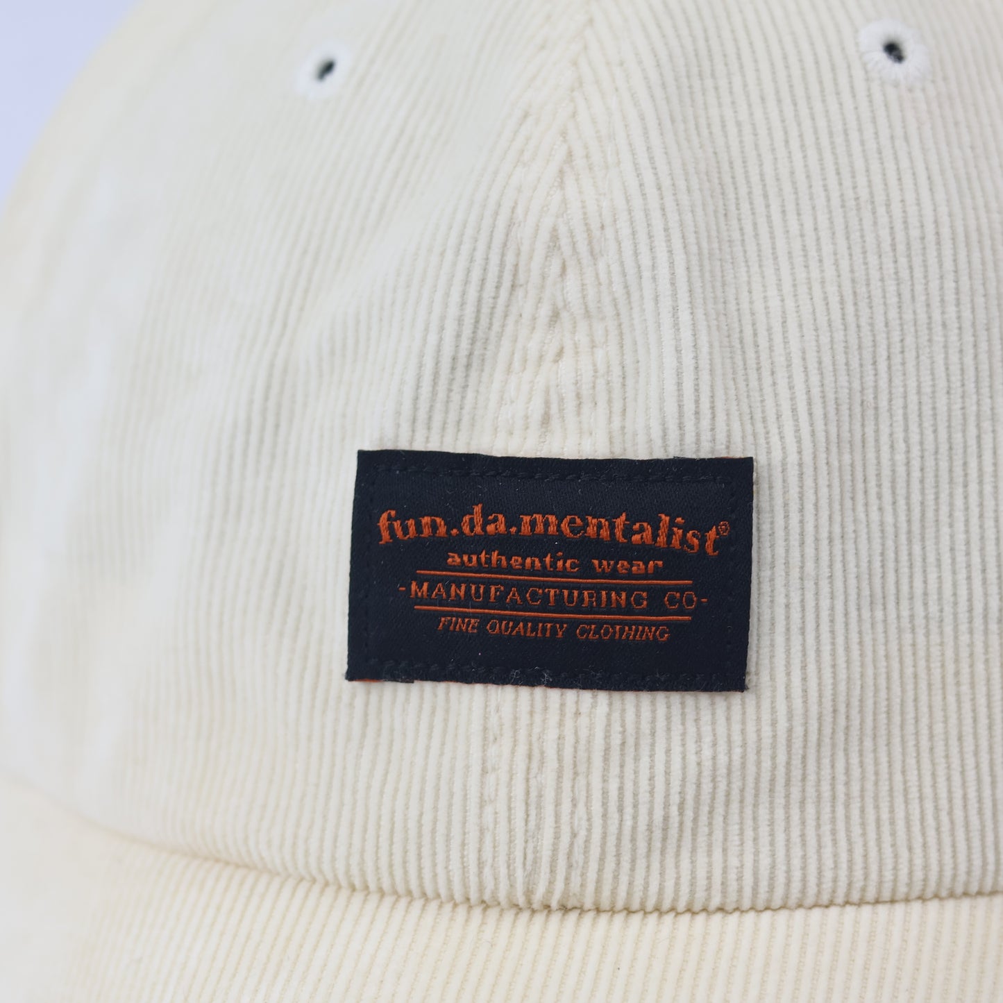 Official fun.da.mentalist Corduroy Dad Thrifted Hat - Cream Beige Unisex Sport Cap