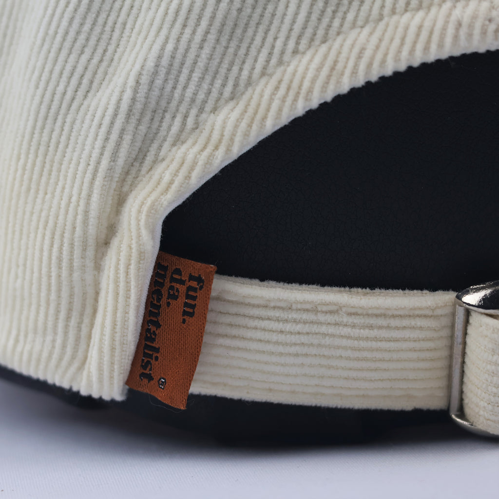 Official fun.da.mentalist Corduroy Dad Thrifted Hat - Cream Beige Unisex Sport Cap