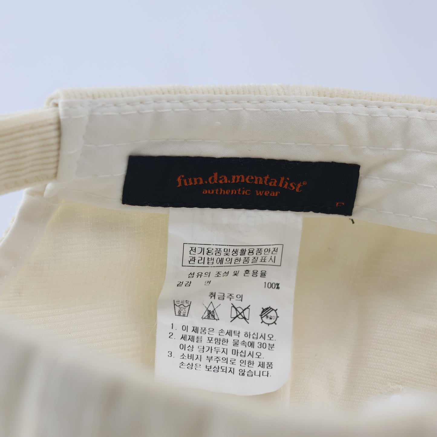 Official fun.da.mentalist Corduroy Dad Thrifted Hat - Cream Beige Unisex Sport Cap