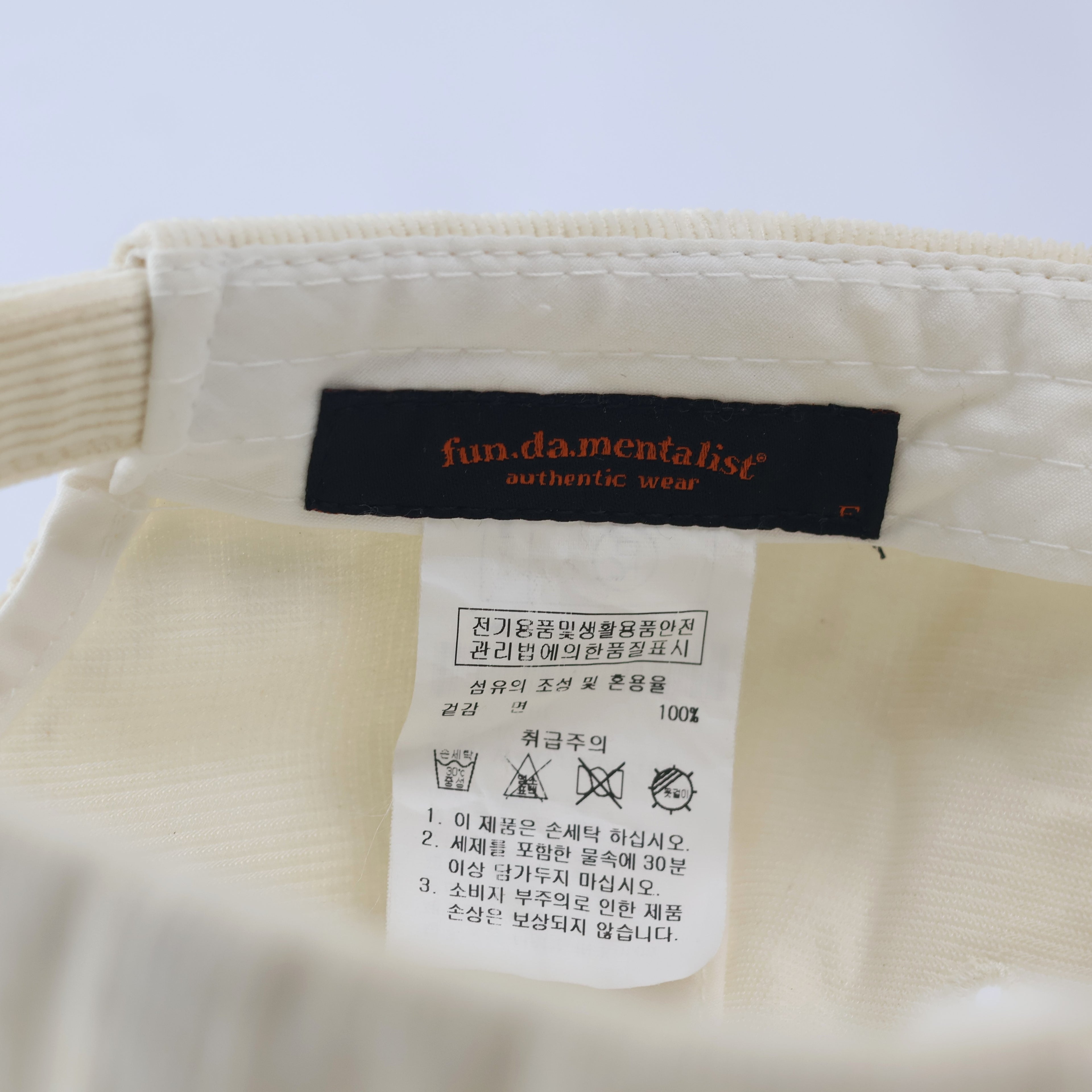 Official fun.da.mentalist Corduroy Dad Thrifted Hat - Cream Beige Unisex Sport Cap
