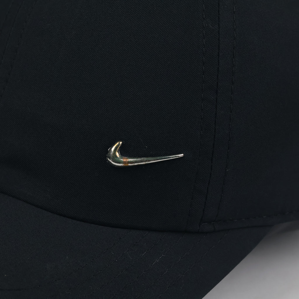 Vintage Nike Dri-FIT Club Cap | Thrifted Black Metal Swoosh Strapback Hat