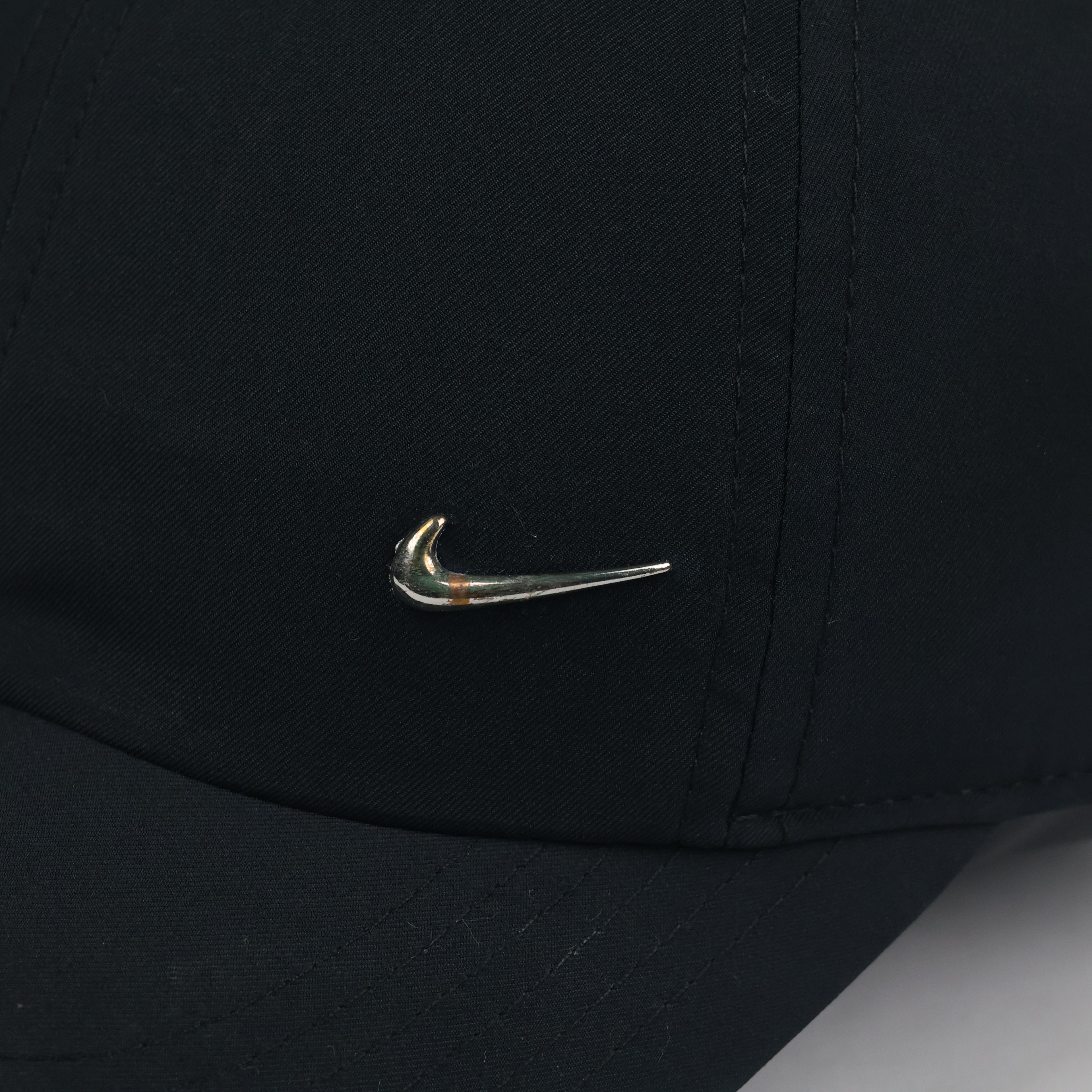 Vintage Nike Dri-FIT Club Cap | Thrifted Black Metal Swoosh Strapback Hat