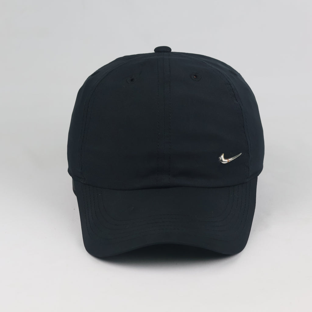 Vintage Nike Dri-FIT Club Cap | Thrifted Black Metal Swoosh Strapback Hat
