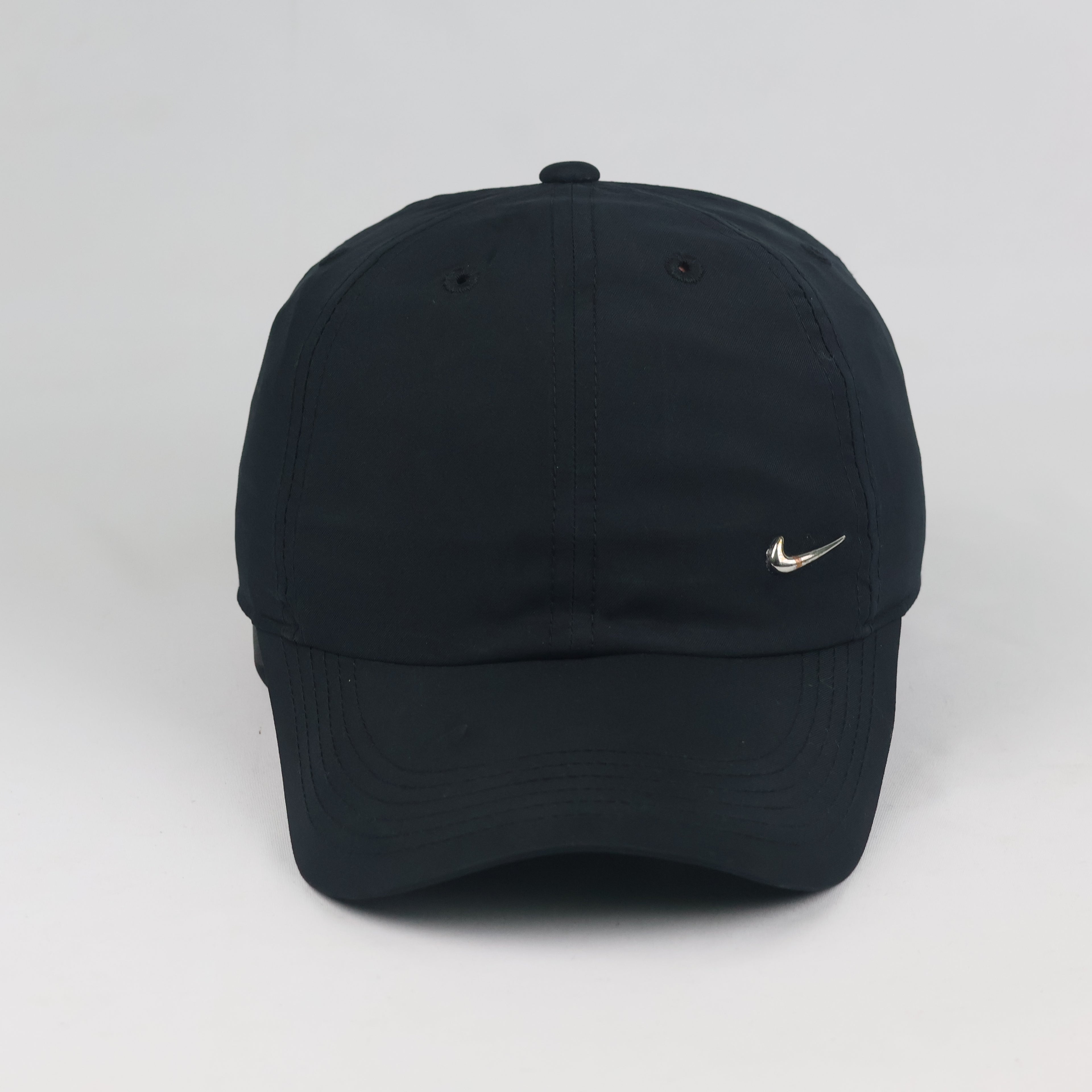 Vintage Nike Dri-FIT Club Cap | Thrifted Black Metal Swoosh Strapback Hat
