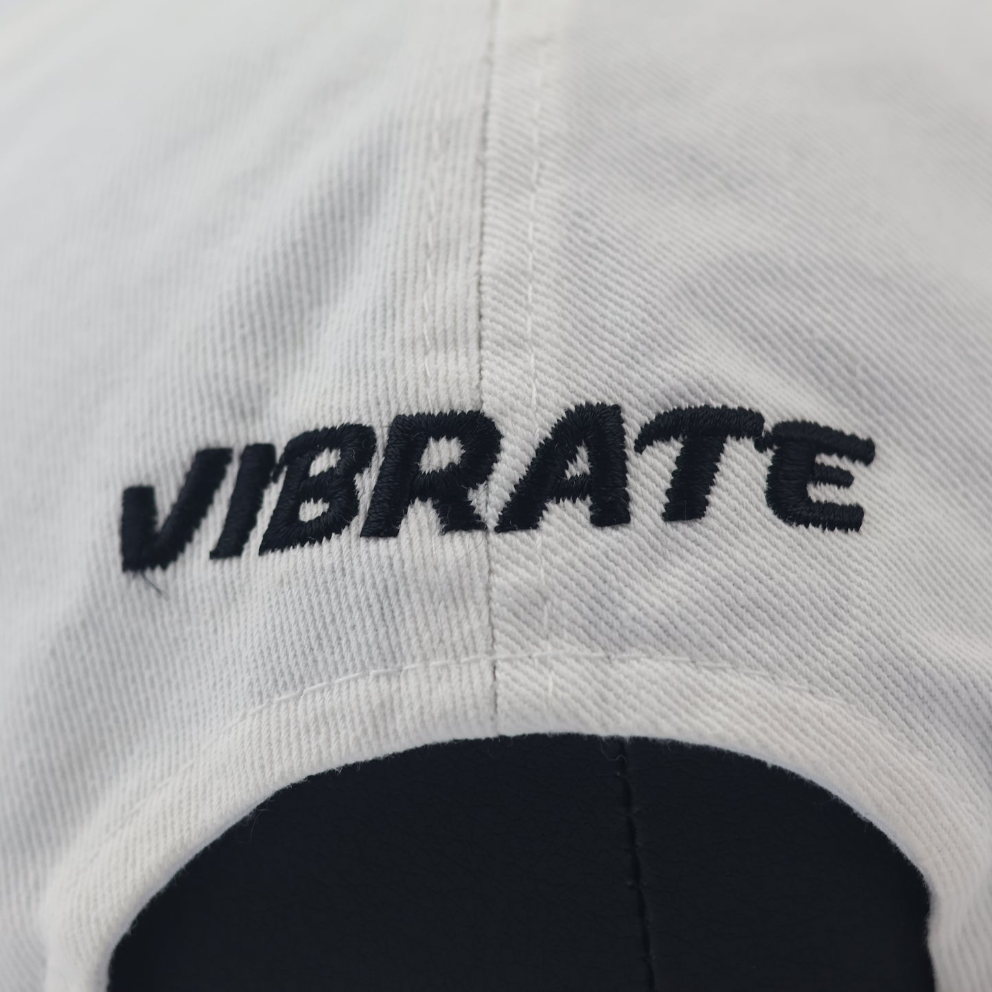 Vibrate Korea Signature Finger Logo Thrifted Cap - Premium White Streetwear Hat