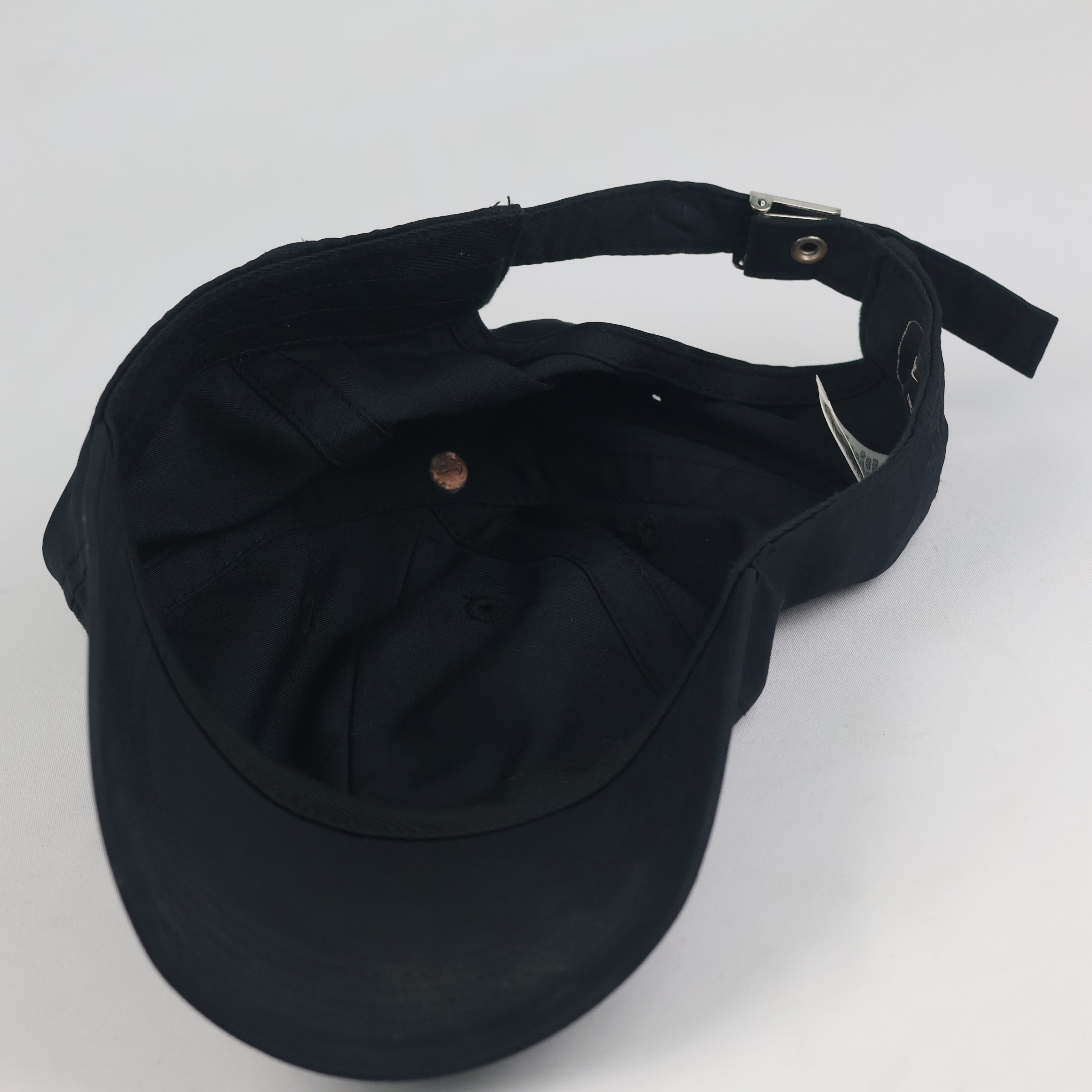 Vintage Nike Dri-FIT Club Cap | Thrifted Black Metal Swoosh Strapback Hat