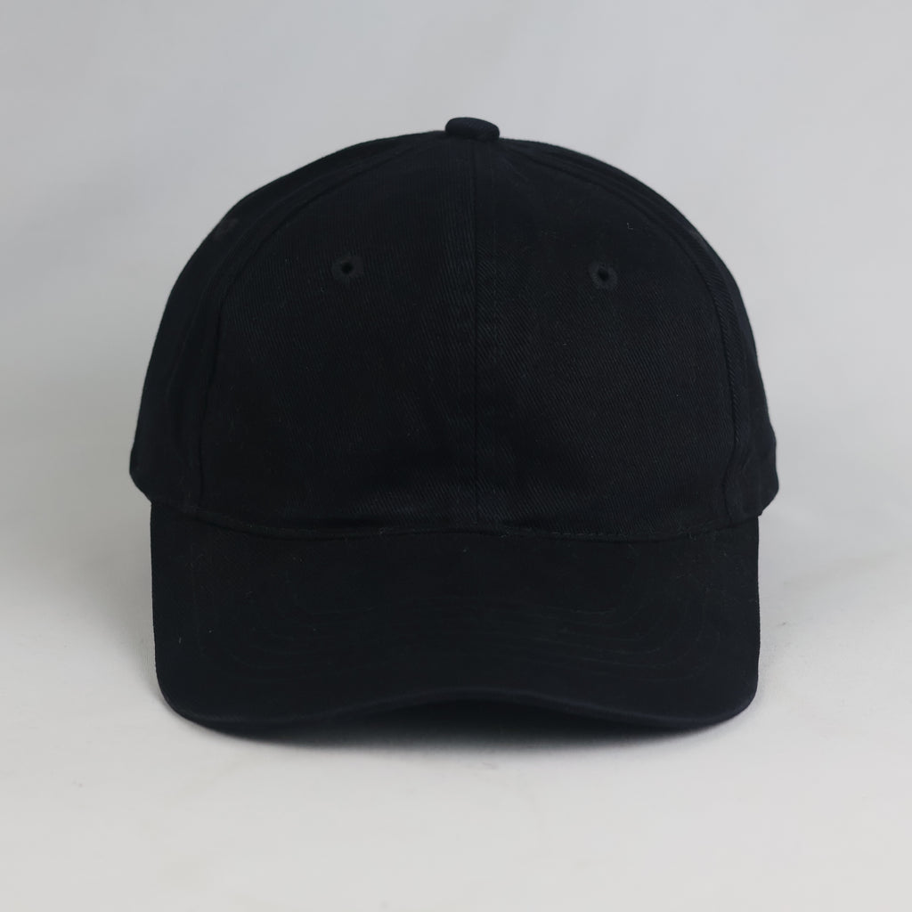 Thrifted New Wave Black Cotton Strapback Cap with Back Patch (Size 57–58 cm) | 10836