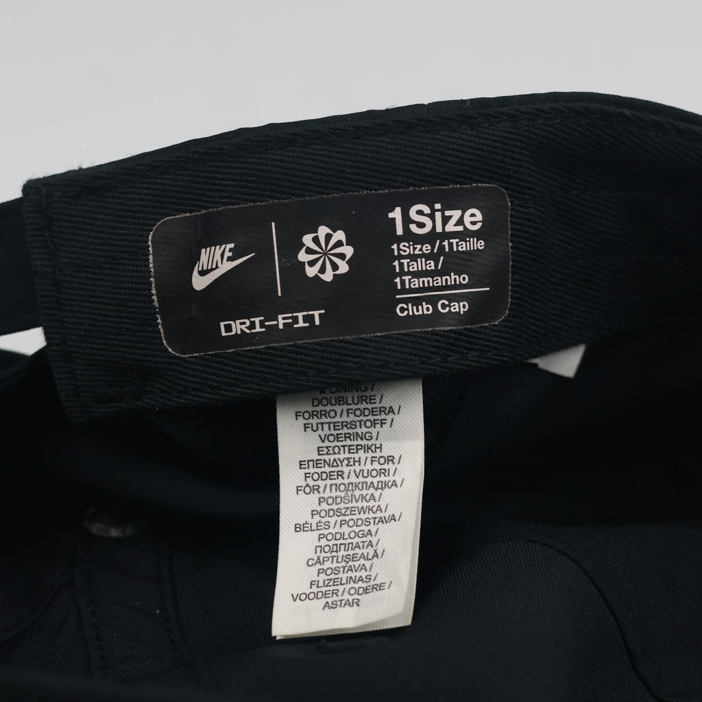 Vintage Nike Dri-FIT Club Cap | Thrifted Black Metal Swoosh Strapback Hat