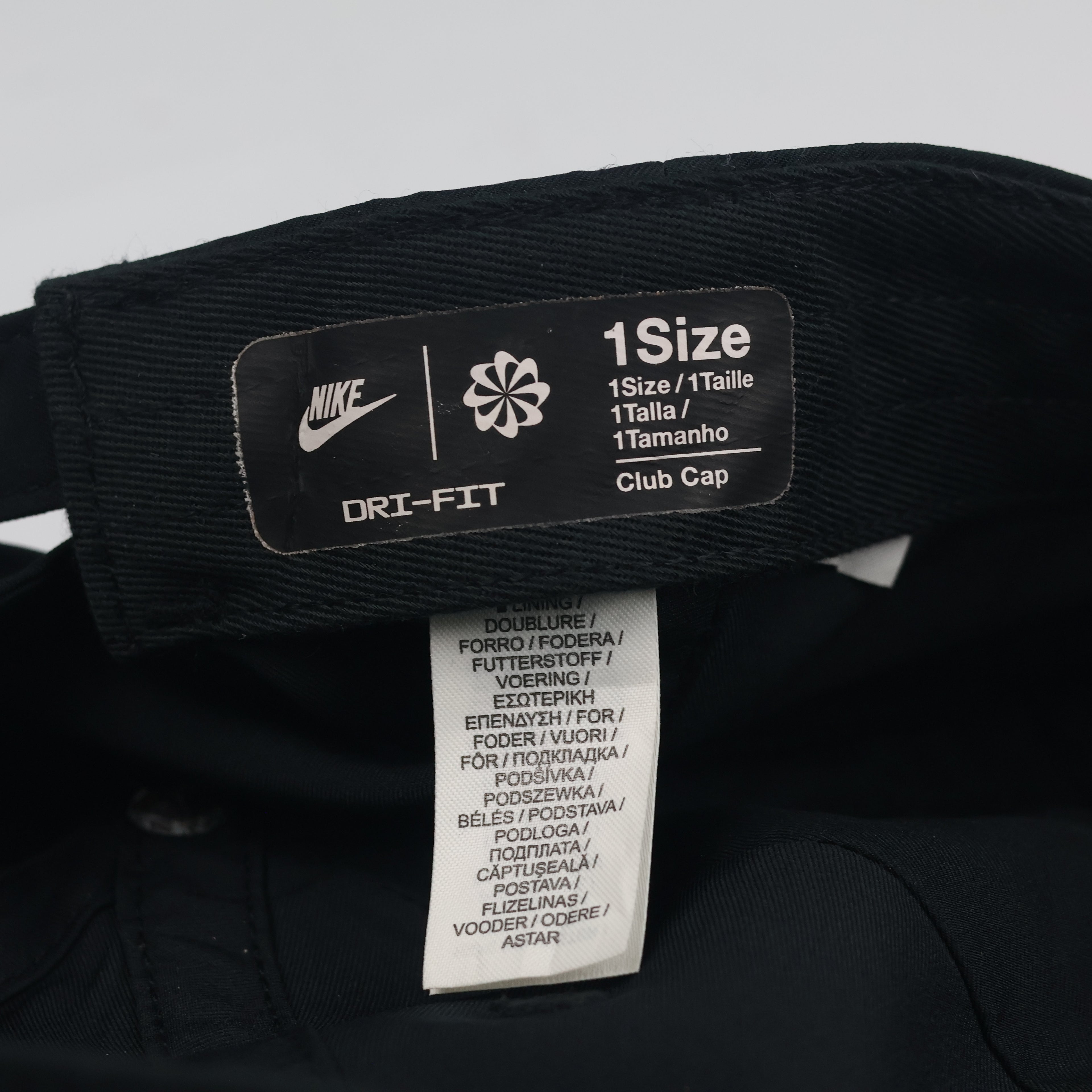 Vintage Nike Dri-FIT Club Cap | Thrifted Black Metal Swoosh Strapback Hat