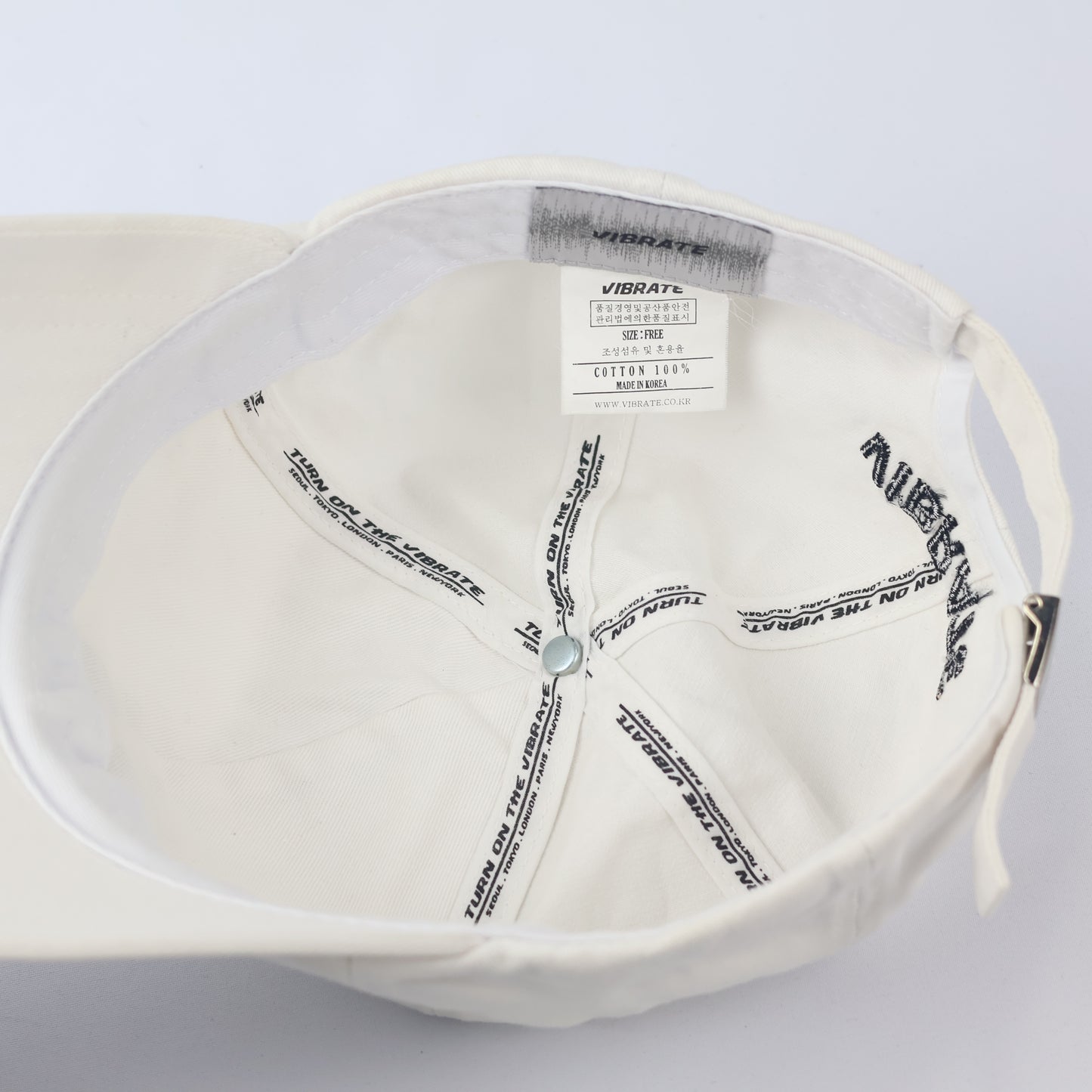 Vibrate Korea Signature Finger Logo Thrifted Cap - Premium White Streetwear Hat