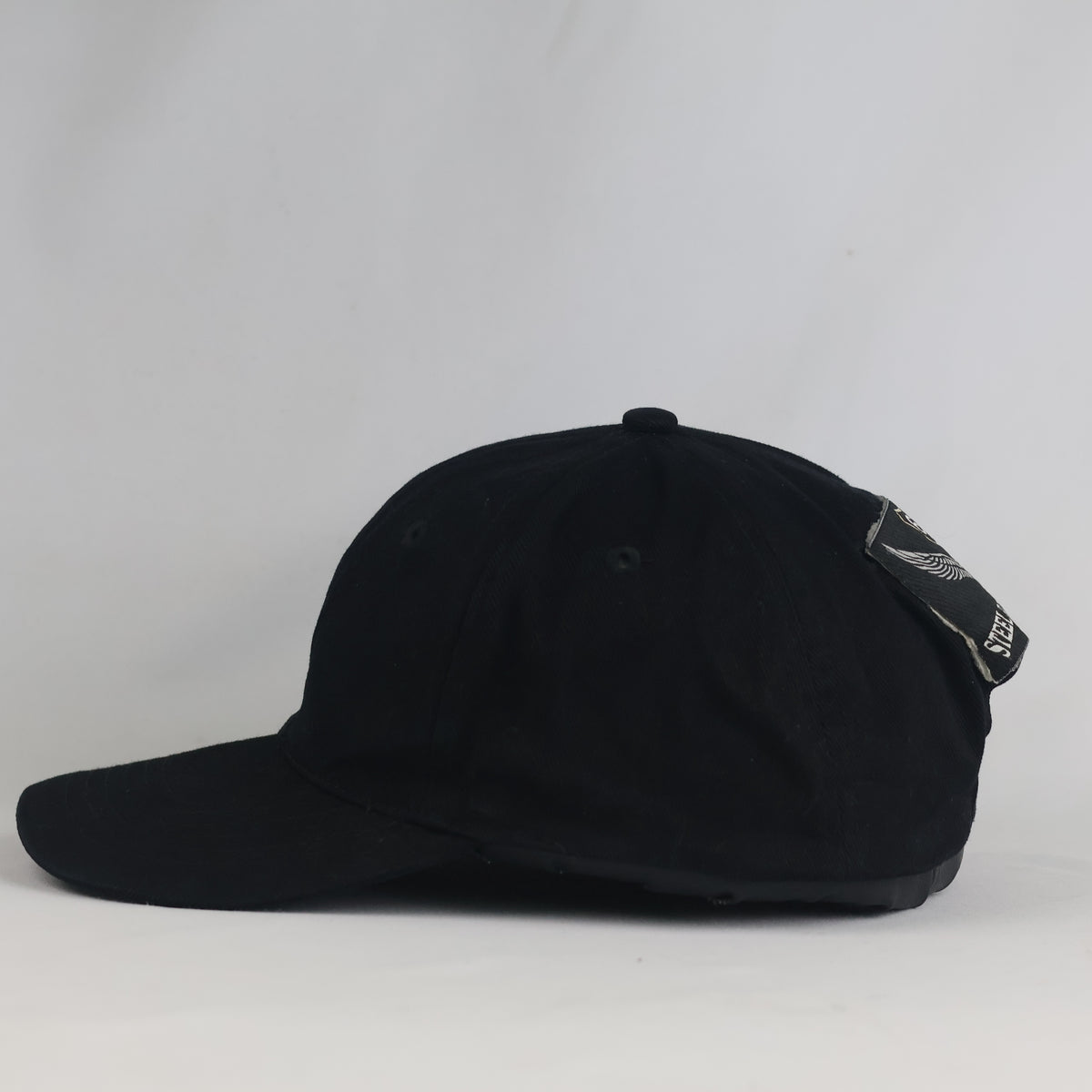 Thrifted New Wave Black Cotton Strapback Cap with Back Patch (Size 57–58 cm) | 10836