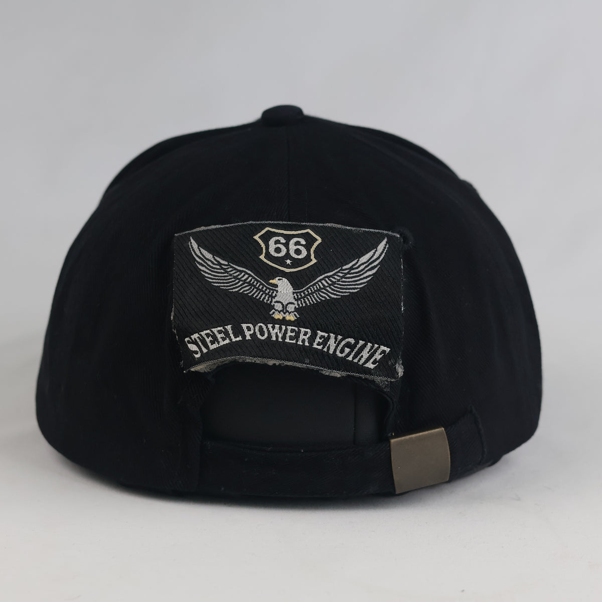 Thrifted New Wave Black Cotton Strapback Cap with Back Patch (Size 57–58 cm) | 10836