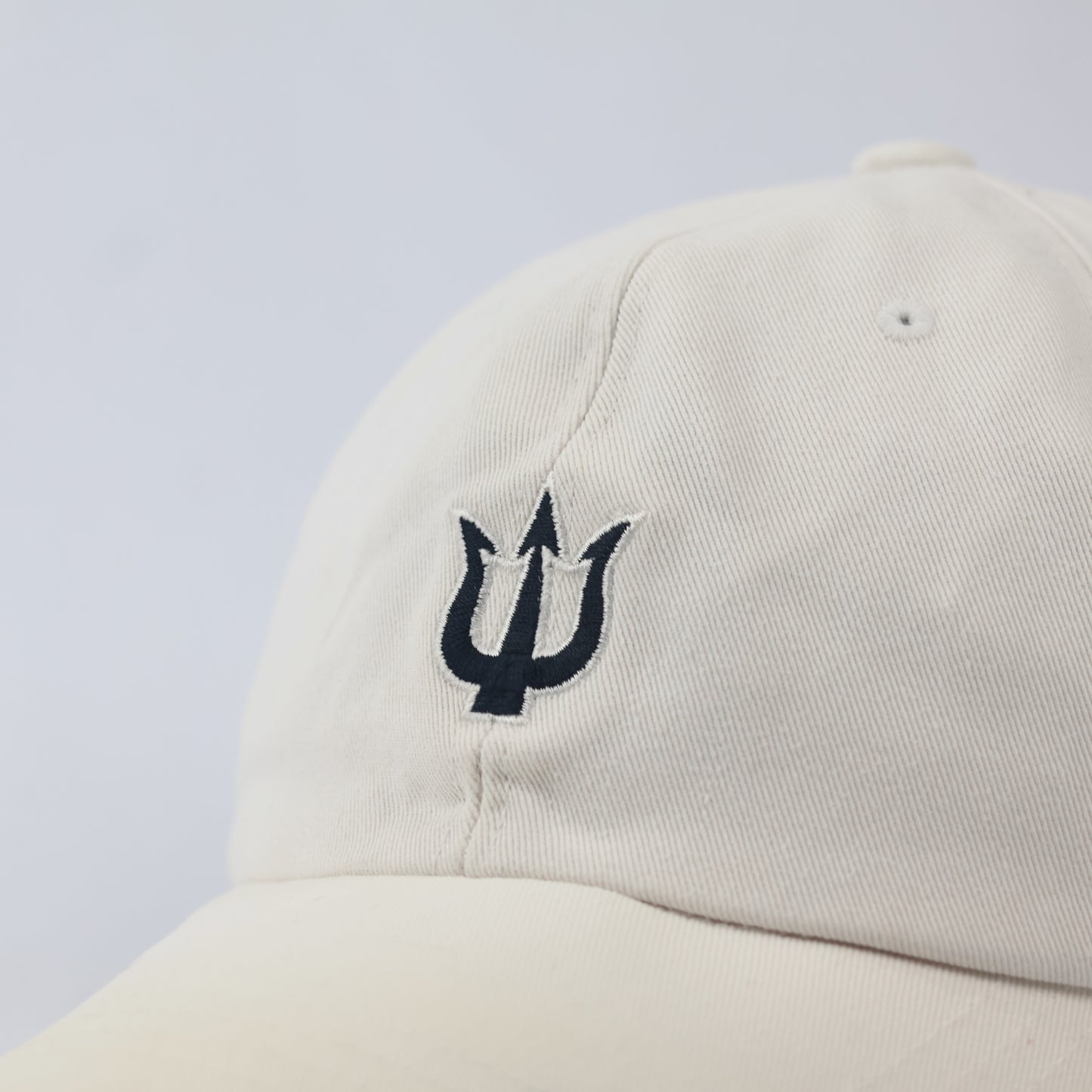 Spirit Brand Trident Logo Baseball Thrifted Cap - Classic Cream Cotton Dad Hat