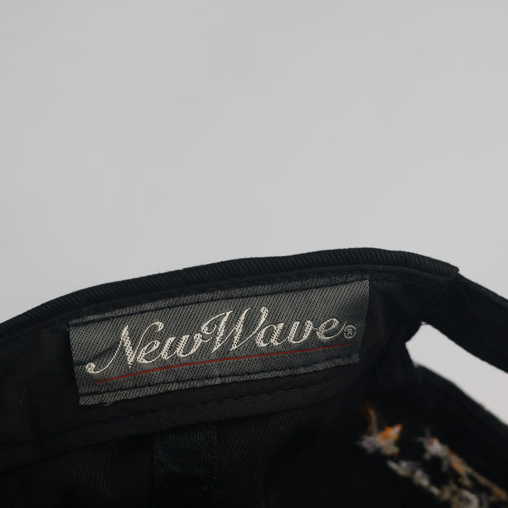 Thrifted New Wave Black Cotton Strapback Cap with Back Patch (Size 57–58 cm) | 10836
