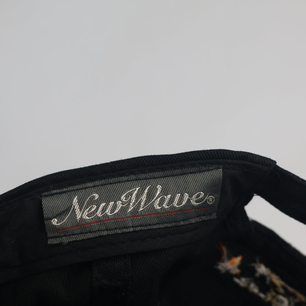 Thrifted New Wave Black Cotton Strapback Cap with Back Patch (Size 57–58 cm) | 10836