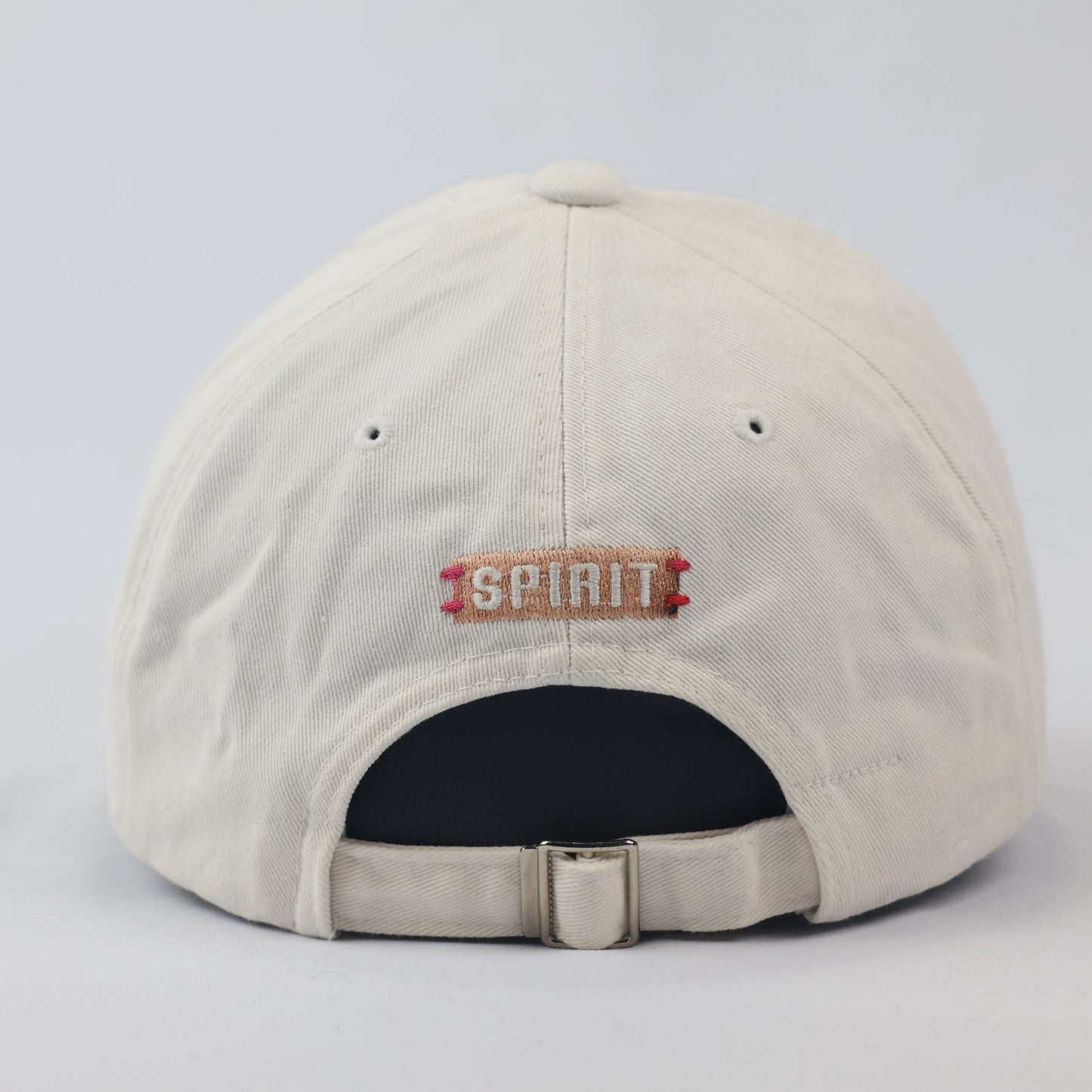Spirit Brand Trident Logo Baseball Thrifted Cap - Classic Cream Cotton Dad Hat