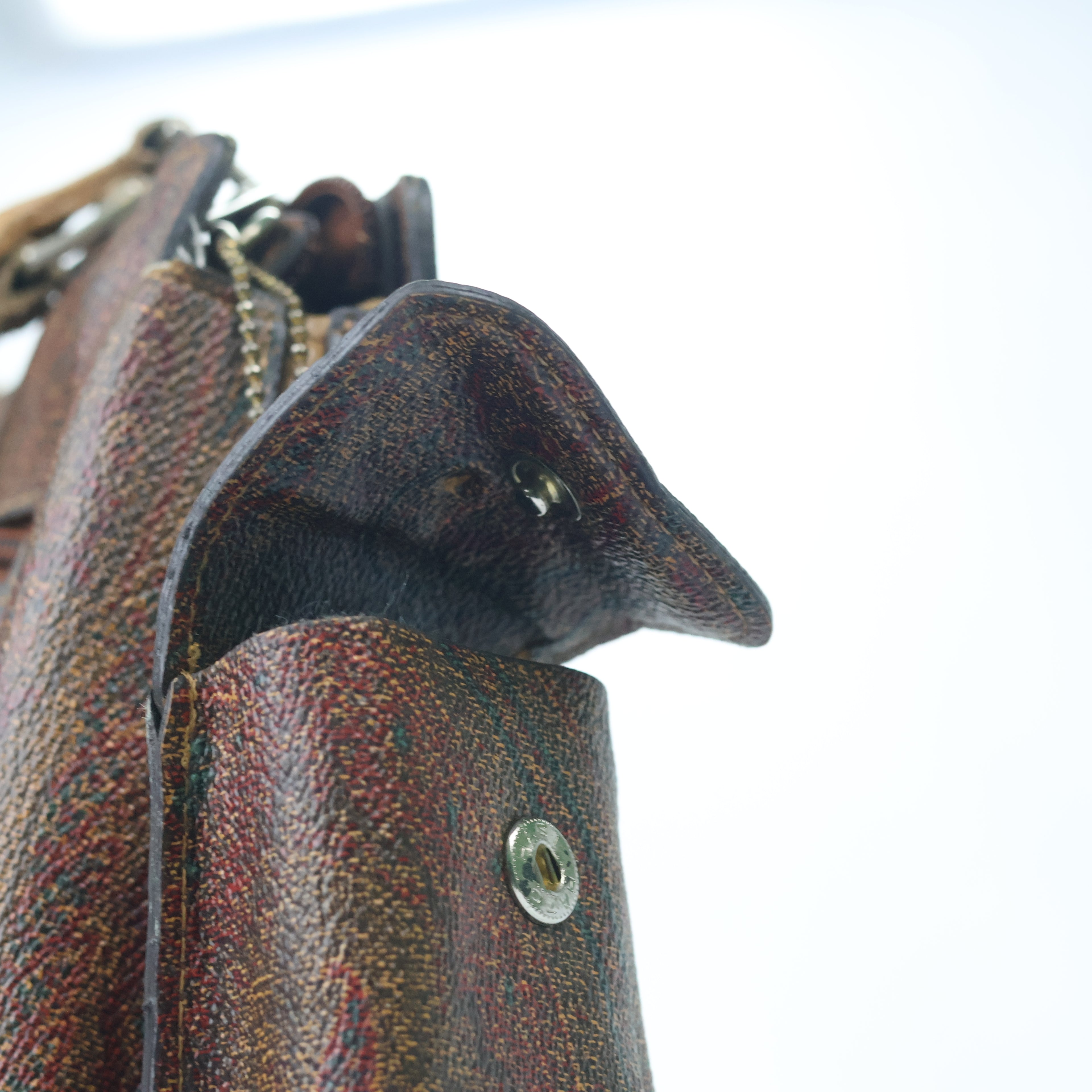 Vintage Paisley Pattern Satchel - Brown Leather Trim Men’s Handbag