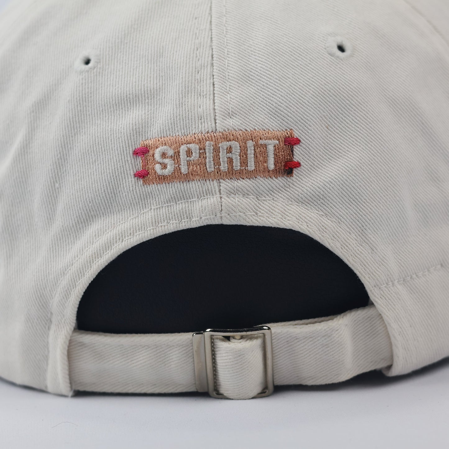 Spirit Brand Trident Logo Baseball Thrifted Cap - Classic Cream Cotton Dad Hat
